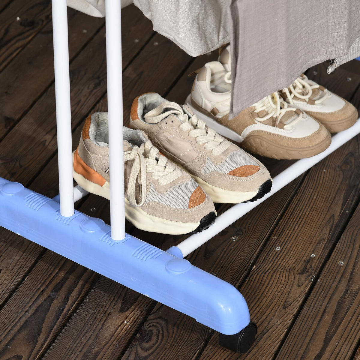 Tumble Dryer Tower Clothes Airer With Wheels, Clothes Airer With 4 Levels, Stand Dryer, Extendable Laundry Tower For Indoor And Outdoor Use, Steel Blue