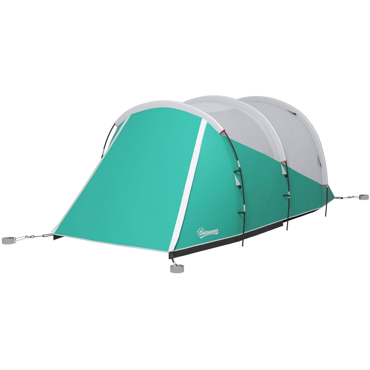 Tunnel Tent Camping Tent 5 Person Family Tent 2 Rooms Carry Bag 3000Mm Group Tent Garden Green