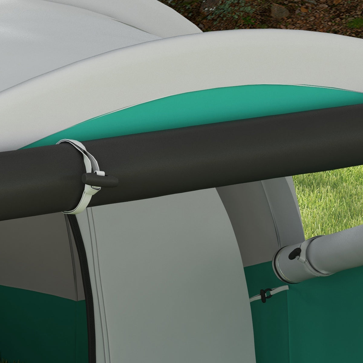 Tunnel Tent Camping Tent 5 Person Family Tent 2 Rooms Carry Bag 3000Mm Group Tent Garden Green
