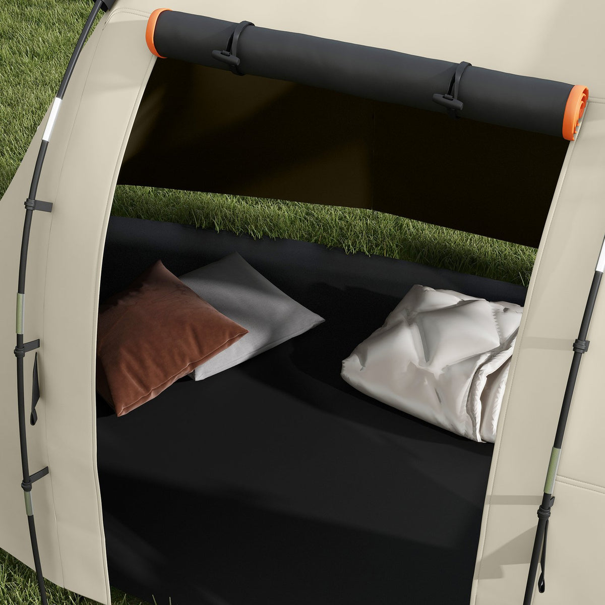 Tunnel Tent Camping Tent 5 Person Family Tent 2 Rooms Side Window Carry Bag 3000Mm Garden Khaki