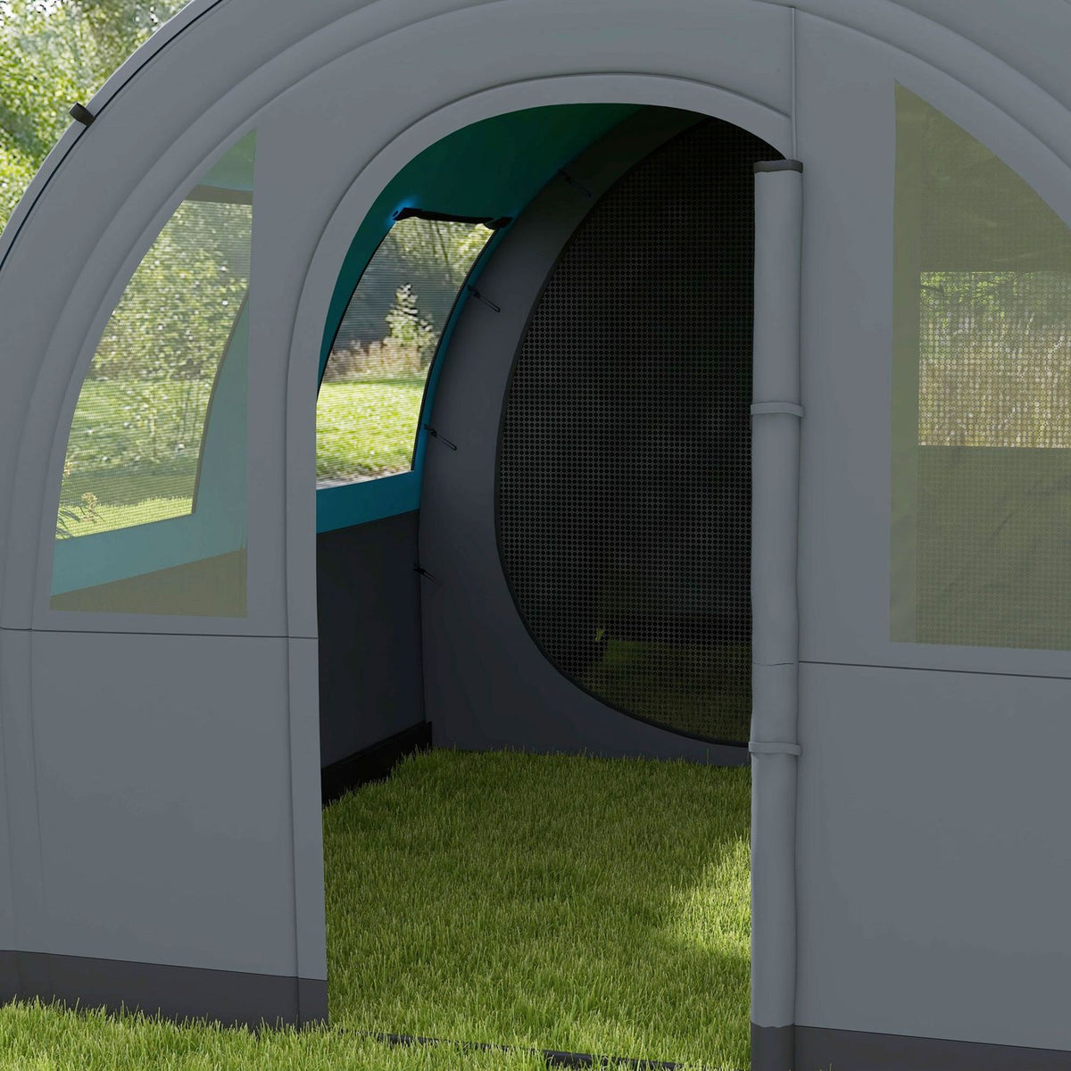 Tunnel Tent Camping Tent 6 People 2 Rooms Light Hook Group Tent Carry Bag 3000Mm Family Tent Garden Gray