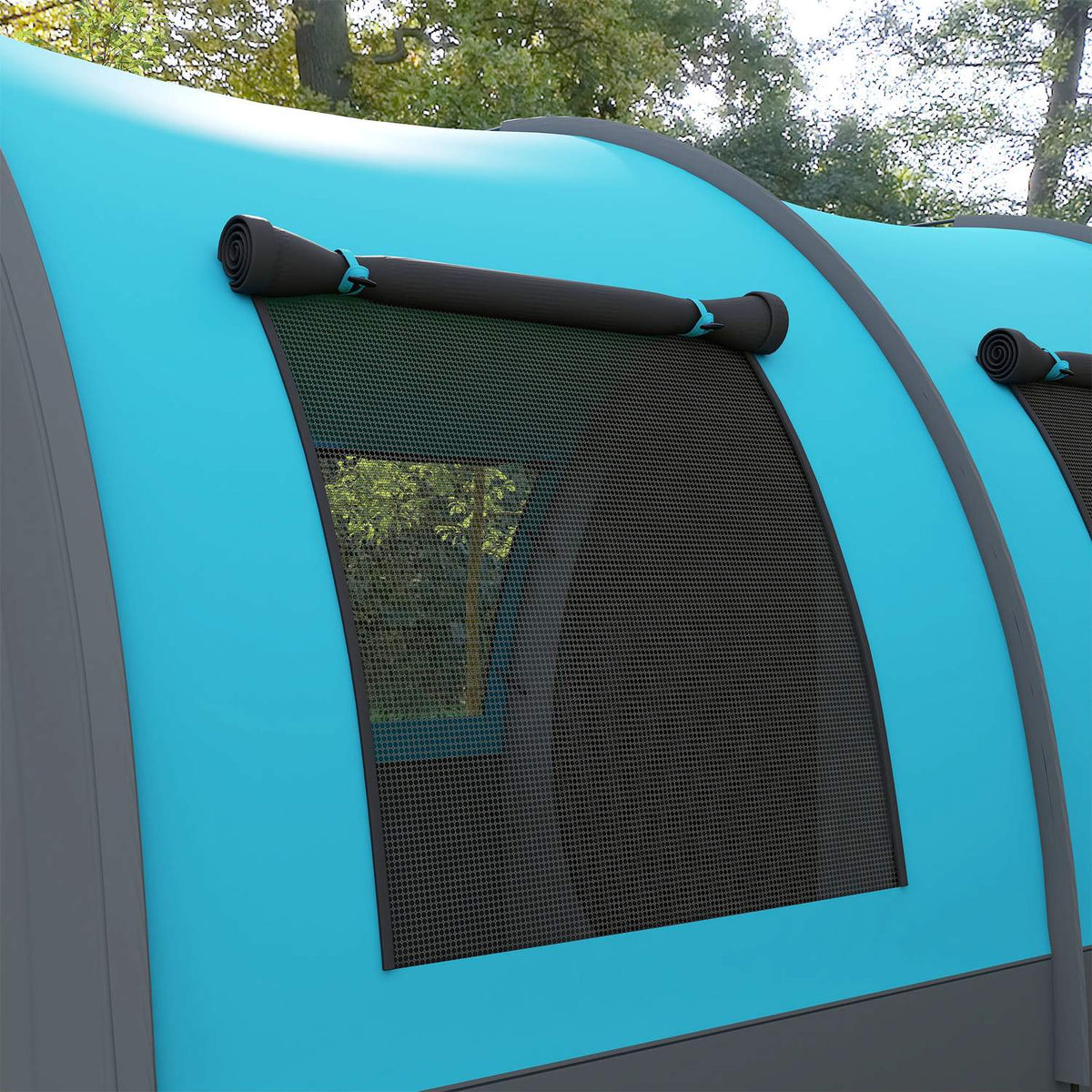 Tunnel Tent Camping Tent 6 People 2 Rooms Light Hook Group Tent Carry Bag 3000Mm Family Tent Garden Gray