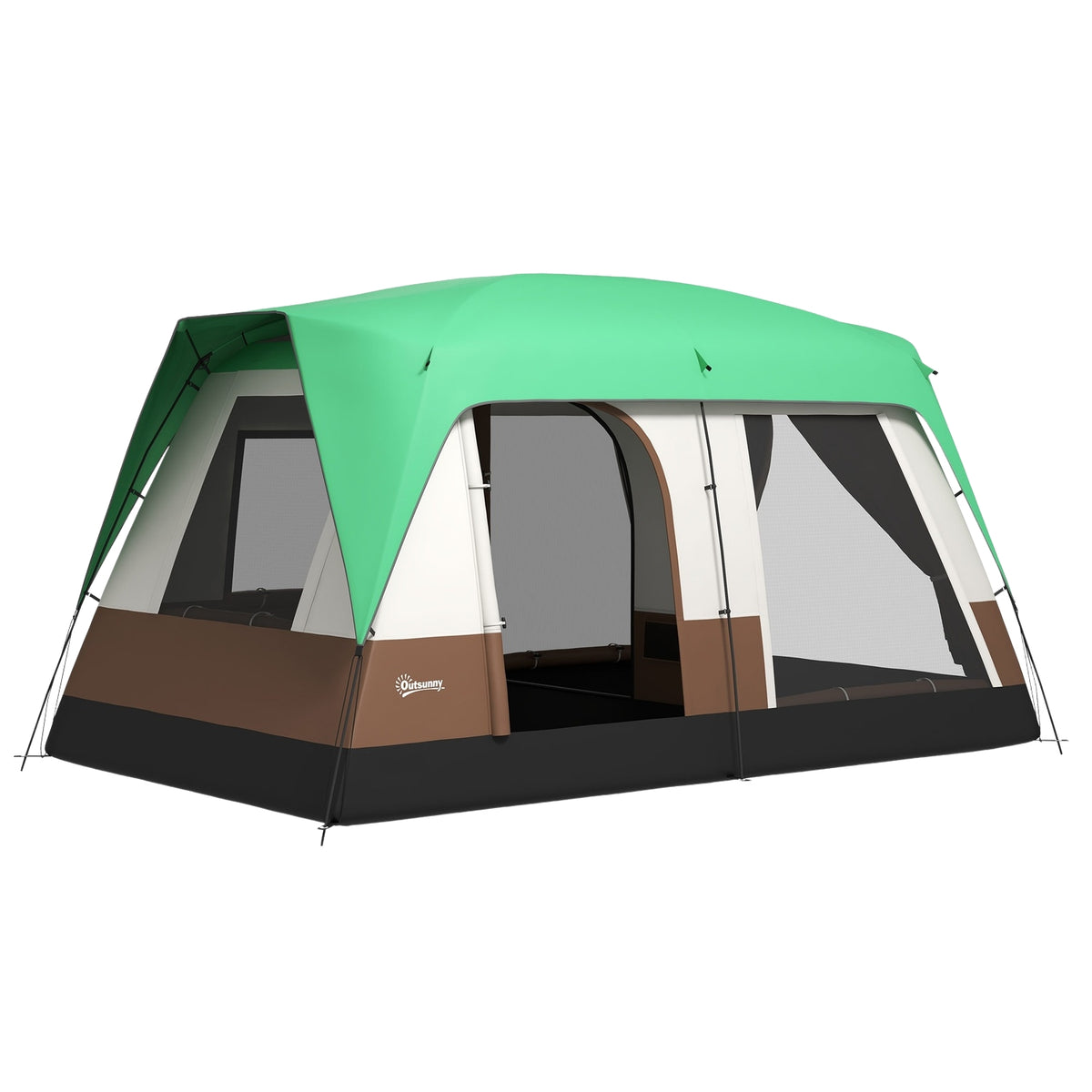 Tunnel Tent Camping Tent 8 Person Light Hook Mesh Window Family Tent Carry Bag 3000Mm Group Tent Garden Camping Green