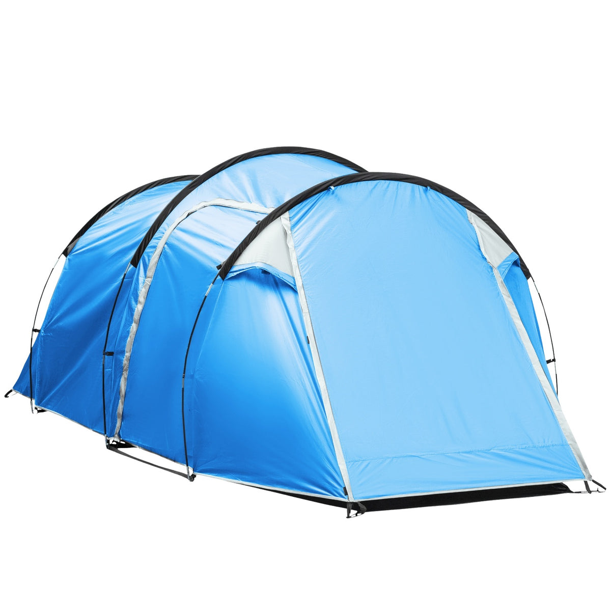 Tunnel Tent For 2-3 Persons 190T Camping Tent With Pegs, Fiberglass & Polyester, Light Blue, 426X206X154Cm