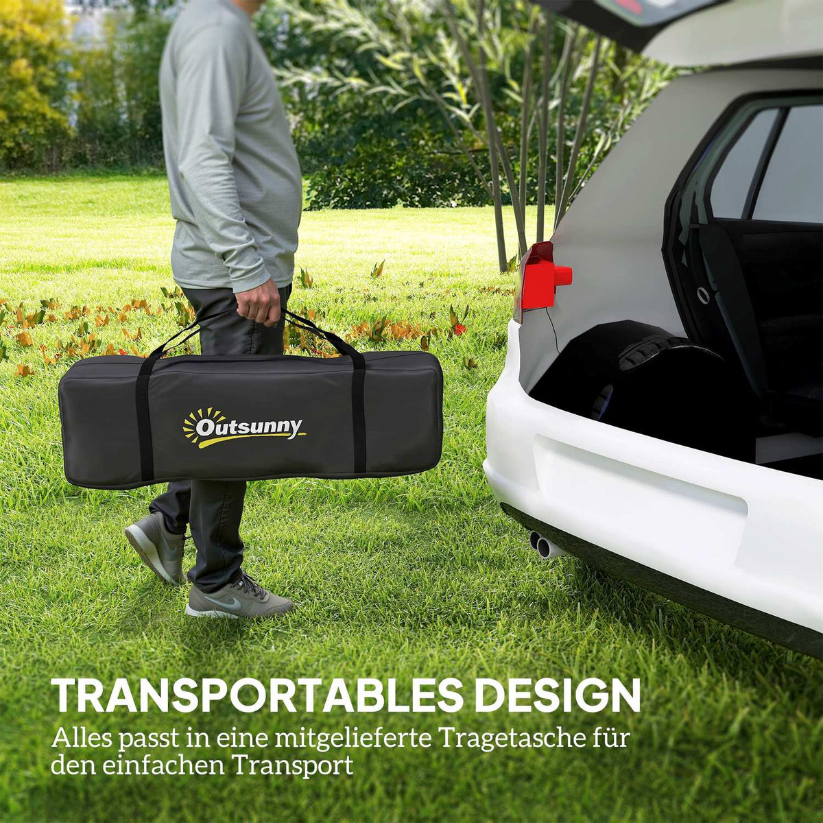 Tunnel tent for 4 people, lightweight, stable, waterproof, UV 50+ camping tent with canopy, double door, black