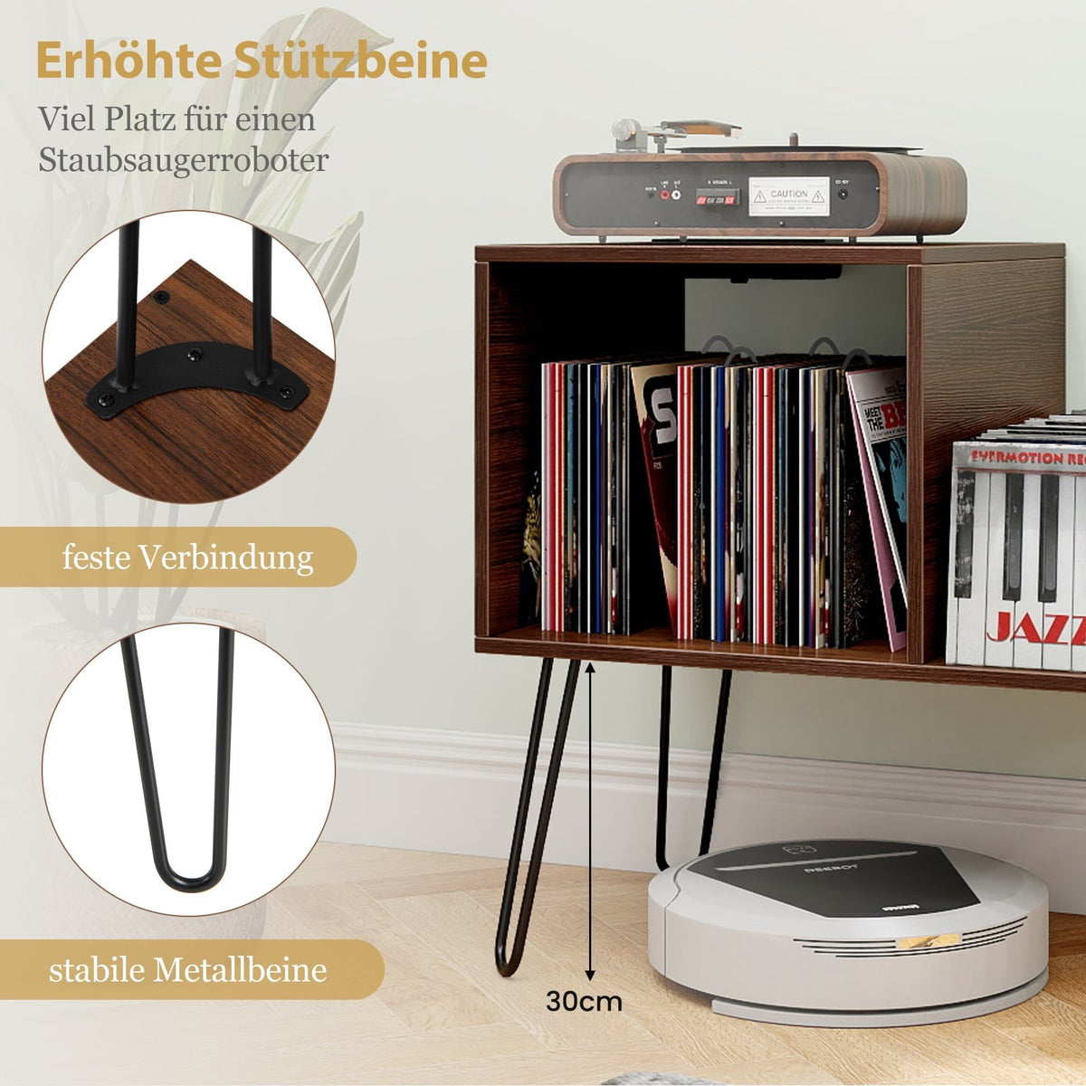 Turntable Stand with Charging Station, Brown, High Capacity