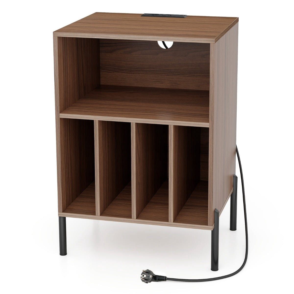 Turntable Stand with Charging Station & Storage Shelves