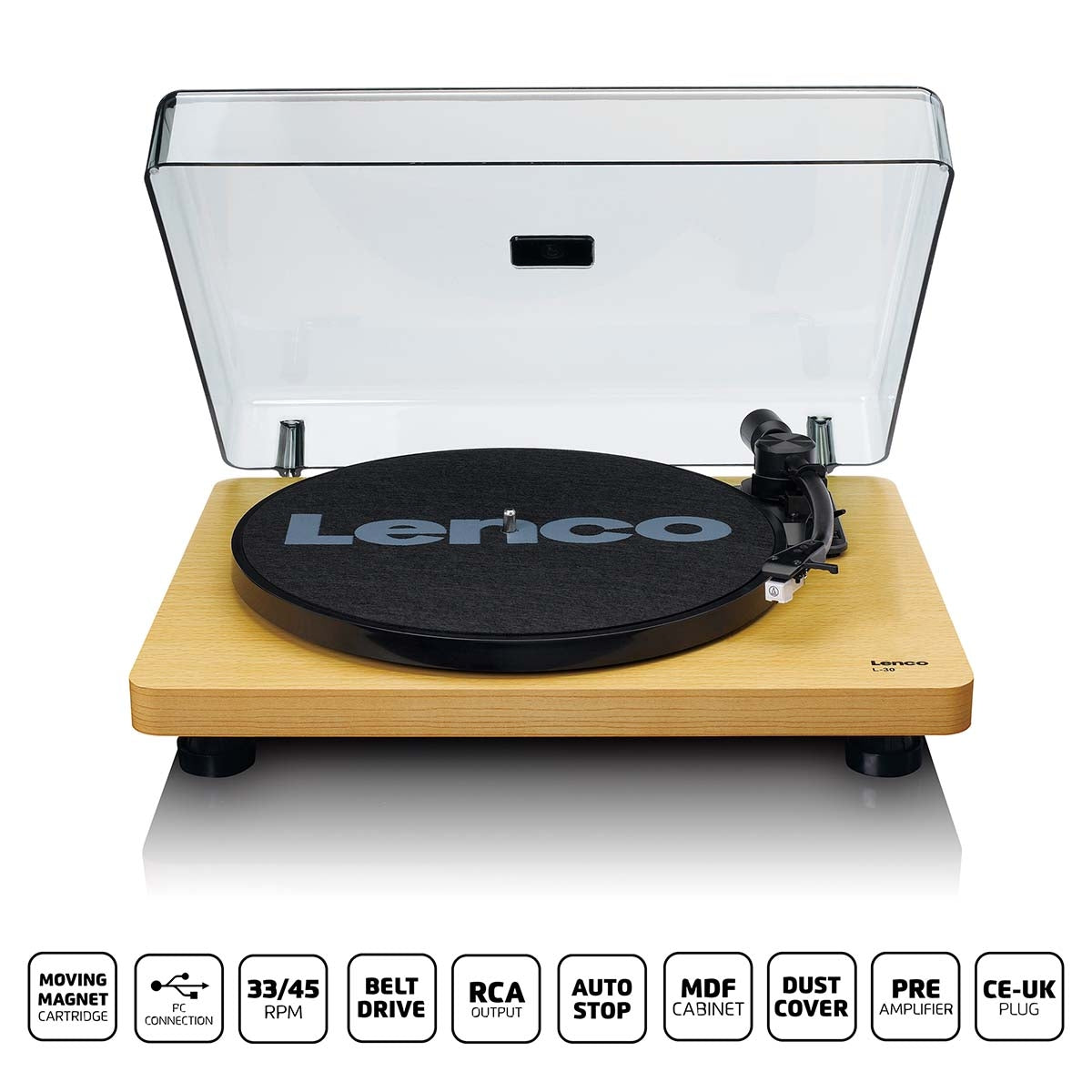Turntable with auto-stop and PC encoding Wood