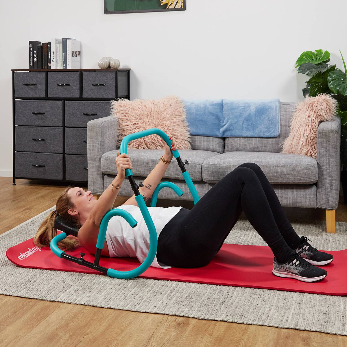 Turquoise Ab Trainer with Neck Support for Home Use