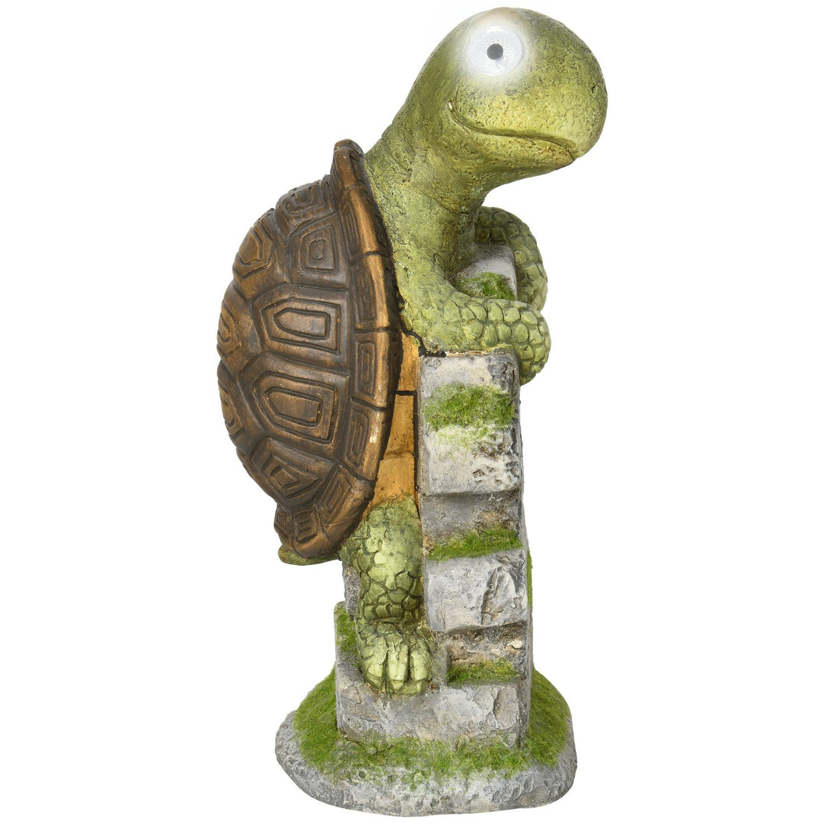 Turtle Sculpture With Led Solar Light Garden Ornament, 14.5" Outdoor Ornament For Lawn, Garden, Yard