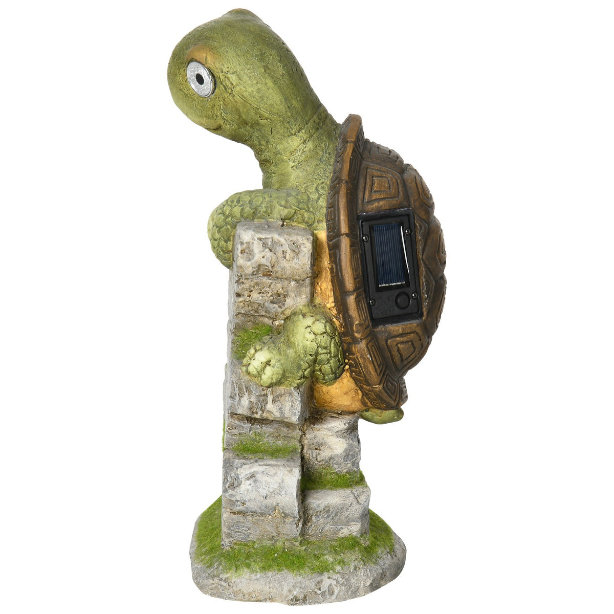 Turtle Sculpture With Led Solar Light Garden Ornament, 14.5" Outdoor Ornament For Lawn, Garden, Yard
