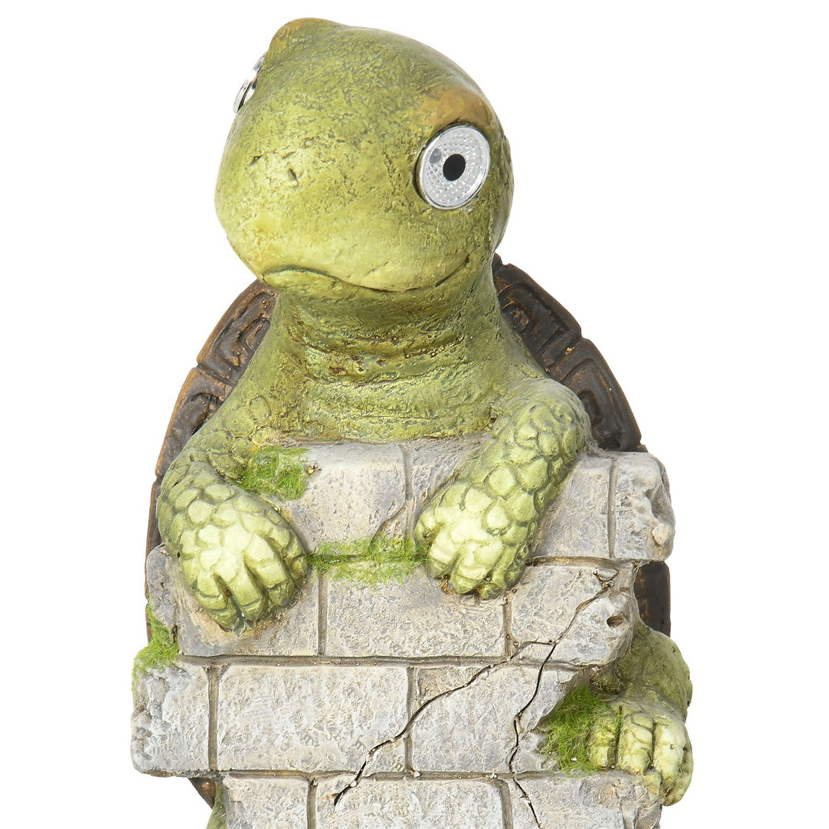 Turtle Sculpture With Led Solar Light Garden Ornament, 14.5" Outdoor Ornament For Lawn, Garden, Yard