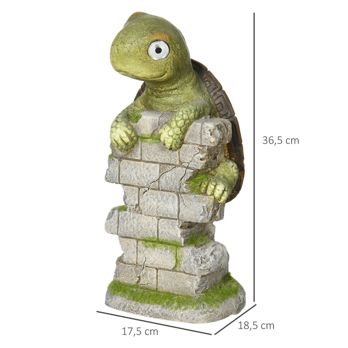 Turtle Sculpture With Led Solar Light Garden Ornament, 14.5" Outdoor Ornament For Lawn, Garden, Yard