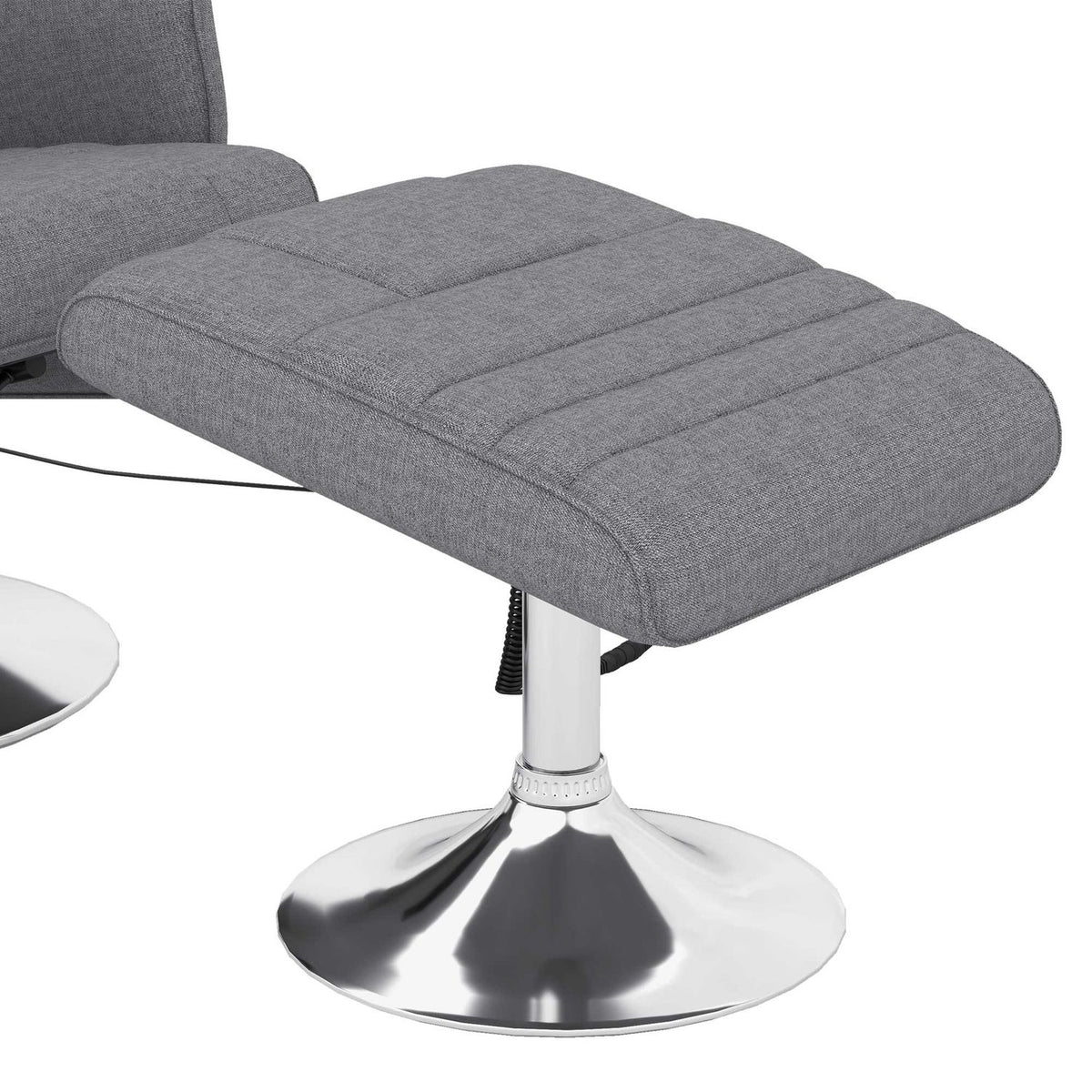 Tv Chair Footstool Electric Relaxation Chair Reclining Function Vibration Massage Remote Control Linen Look Dark Gray