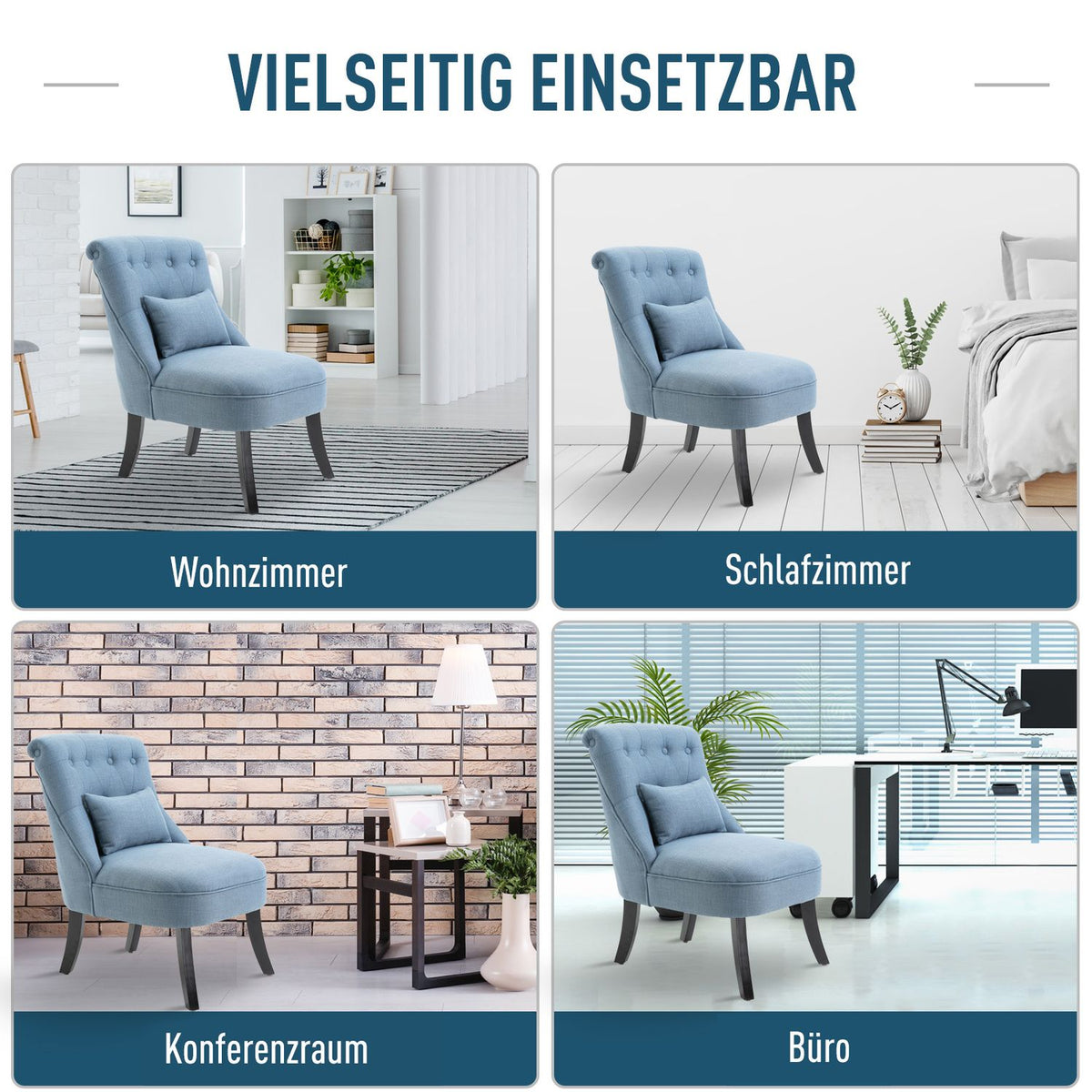 Tv Chair Relax Chair With Back Cushion, Raised Feet, Linen, Blue, 52.5X69X77Cm