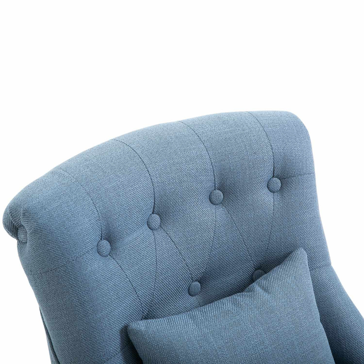Tv Chair Relax Chair With Back Cushion, Raised Feet, Linen, Blue, 52.5X69X77Cm