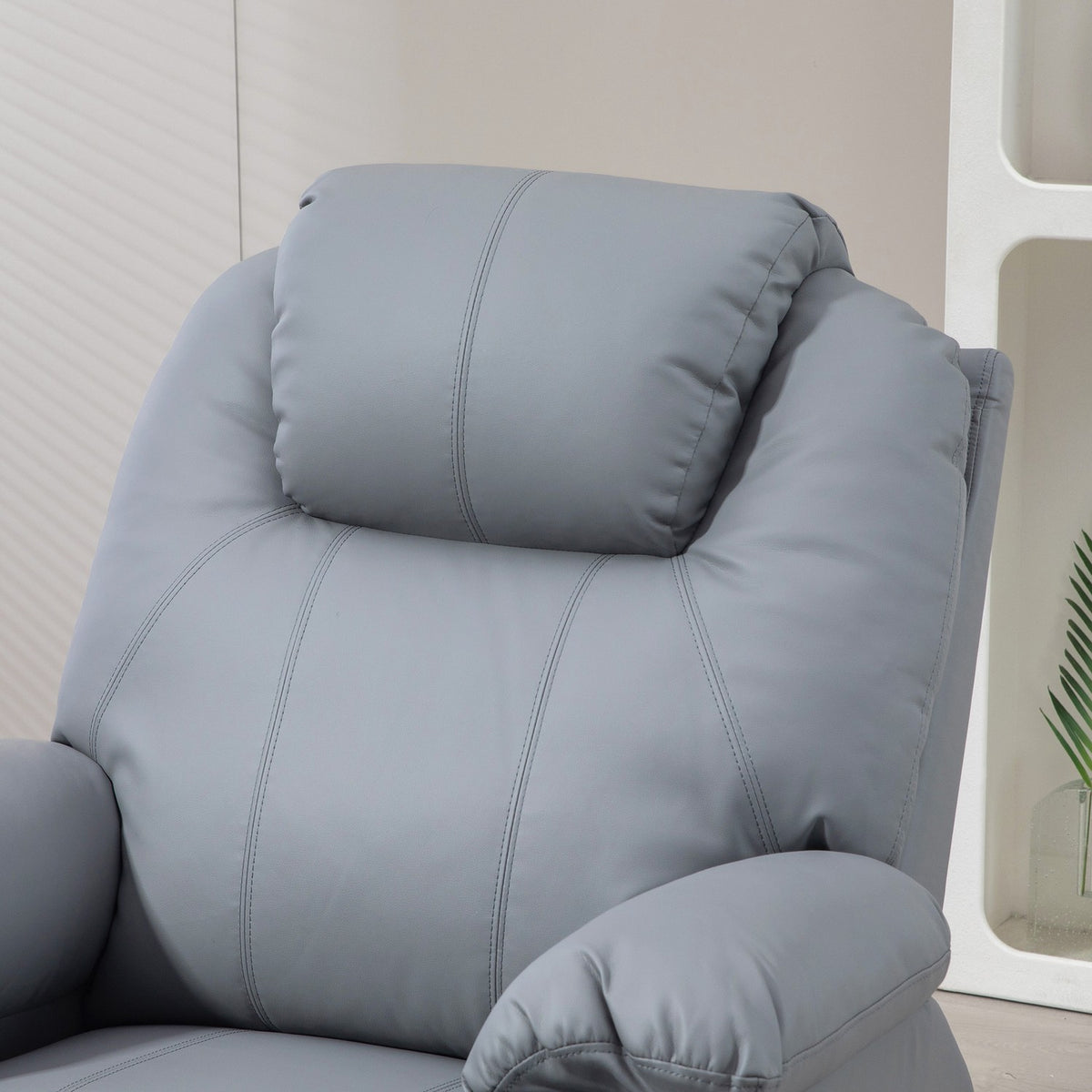 Tv Chair Stand-Up Aid Electric Relaxation Chair Massage Function Reclining Function Cup Holder Remote Control Side Pocket Gray