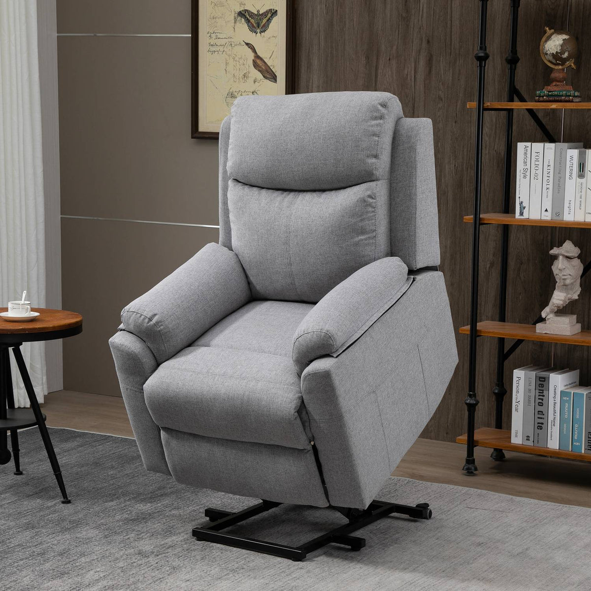 Tv Chair Stand-Up Aid Electric Relaxation Chair Reclining Function 1 Motor Side Pocket Remote Control Pocket Spring Core Gray