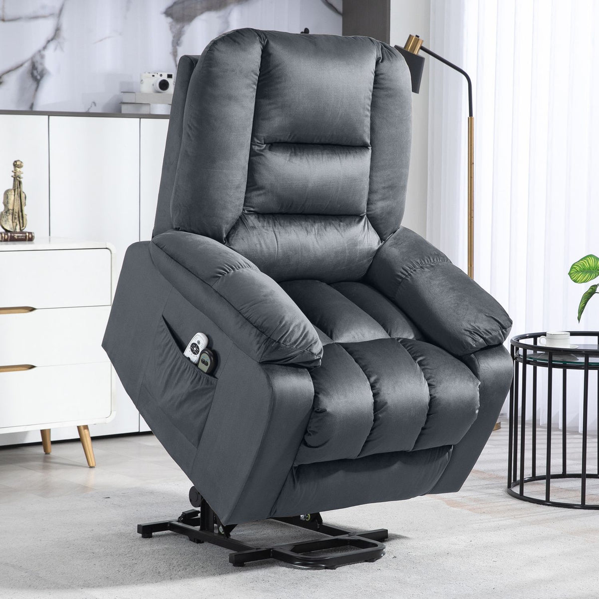 Tv Chair, Stand-Up Aid, Electric Relaxation Chair, Reclining Function, Heating Function, Massage Chair, Pocket Spring Core, Side Pocket, Footrest