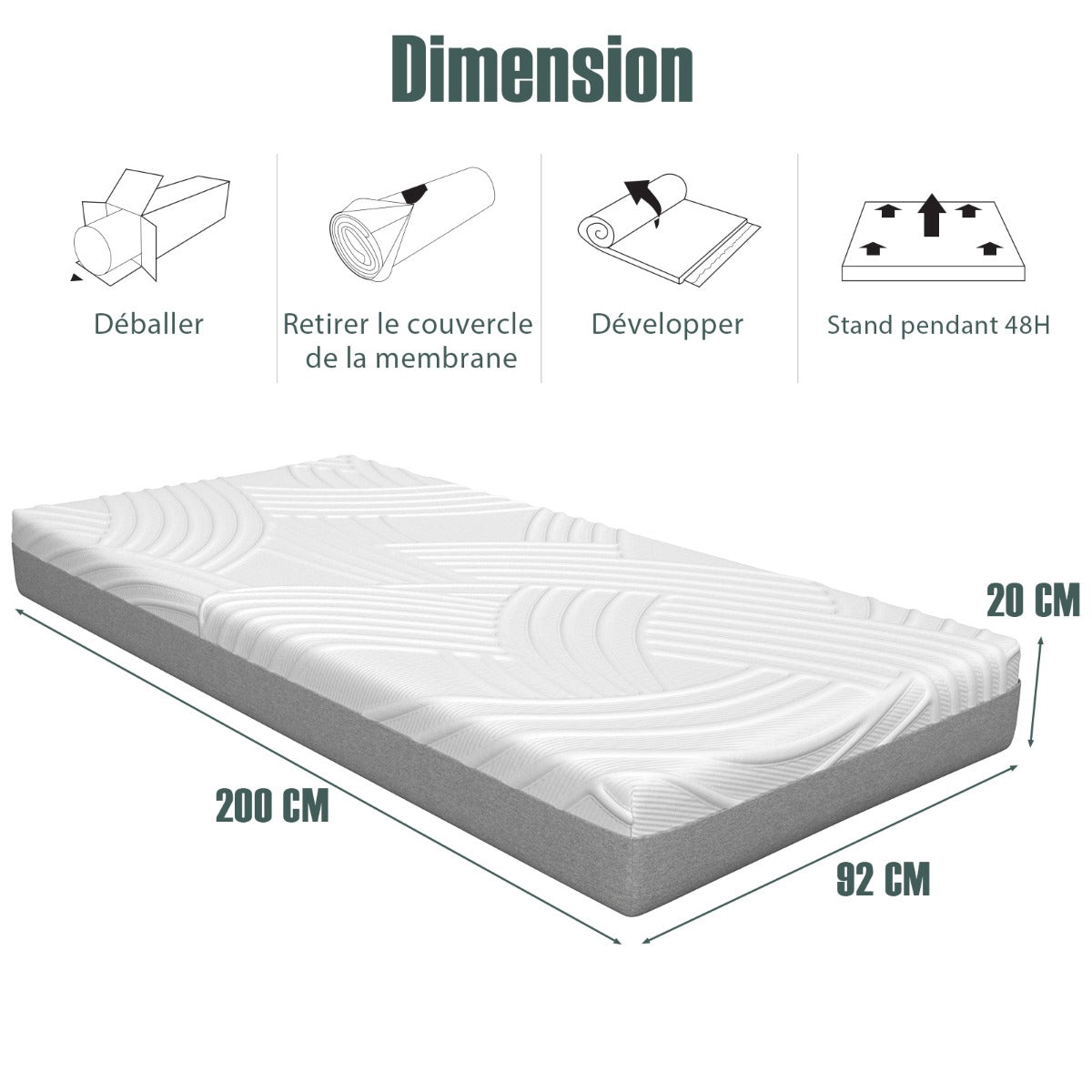 Twin XL Adjustable Bed Mattress, 20cm Gel Memory Foam