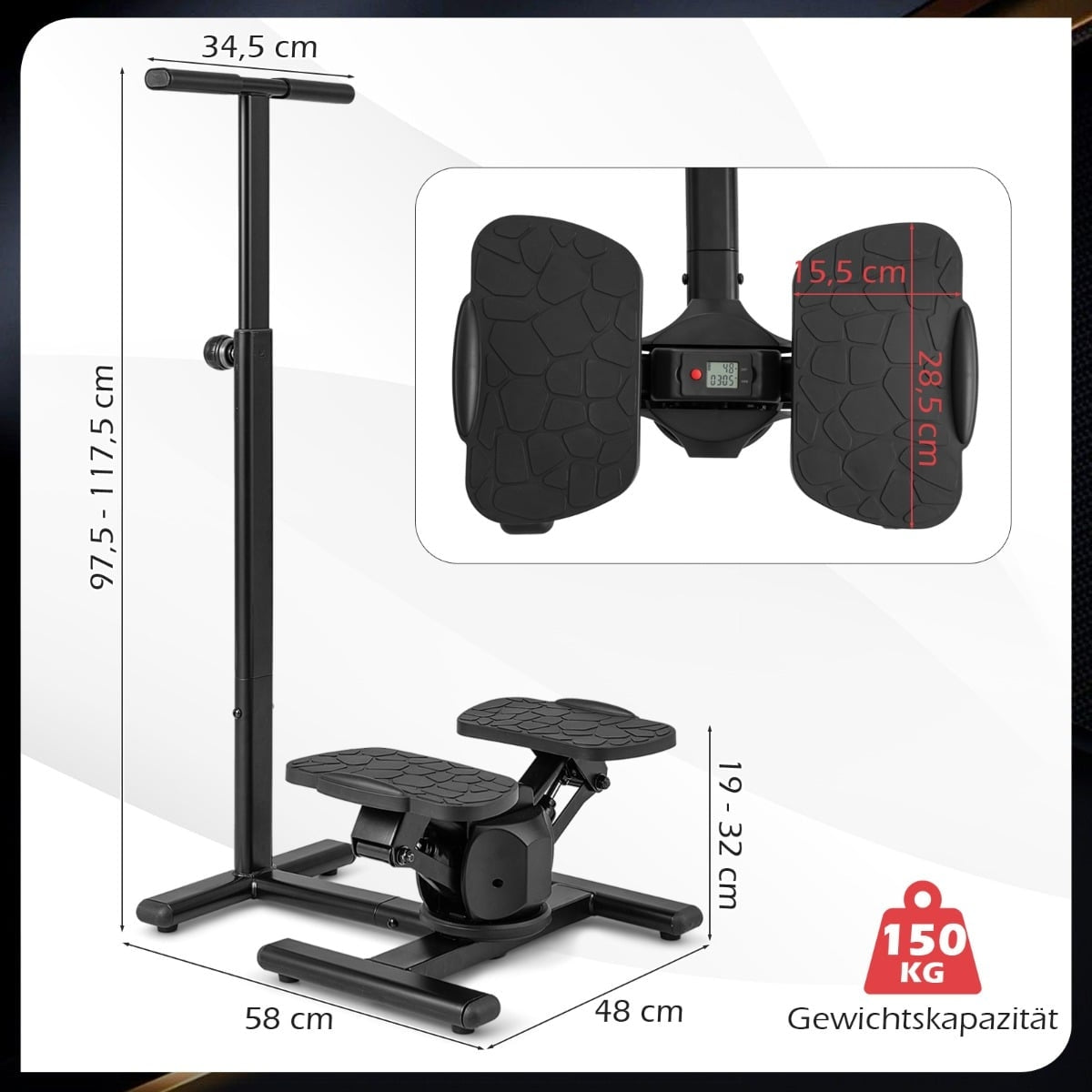 Twist Stair Stepper with Adjustable Handle & LCD Display