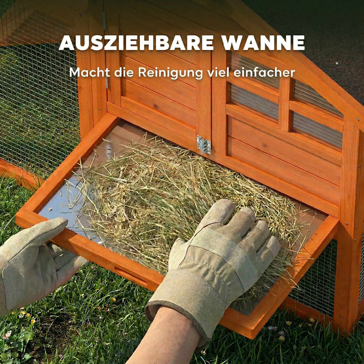Two-Level Rabbit Hutch with Waterproof Roof, Wood, Indoor/Outdoor