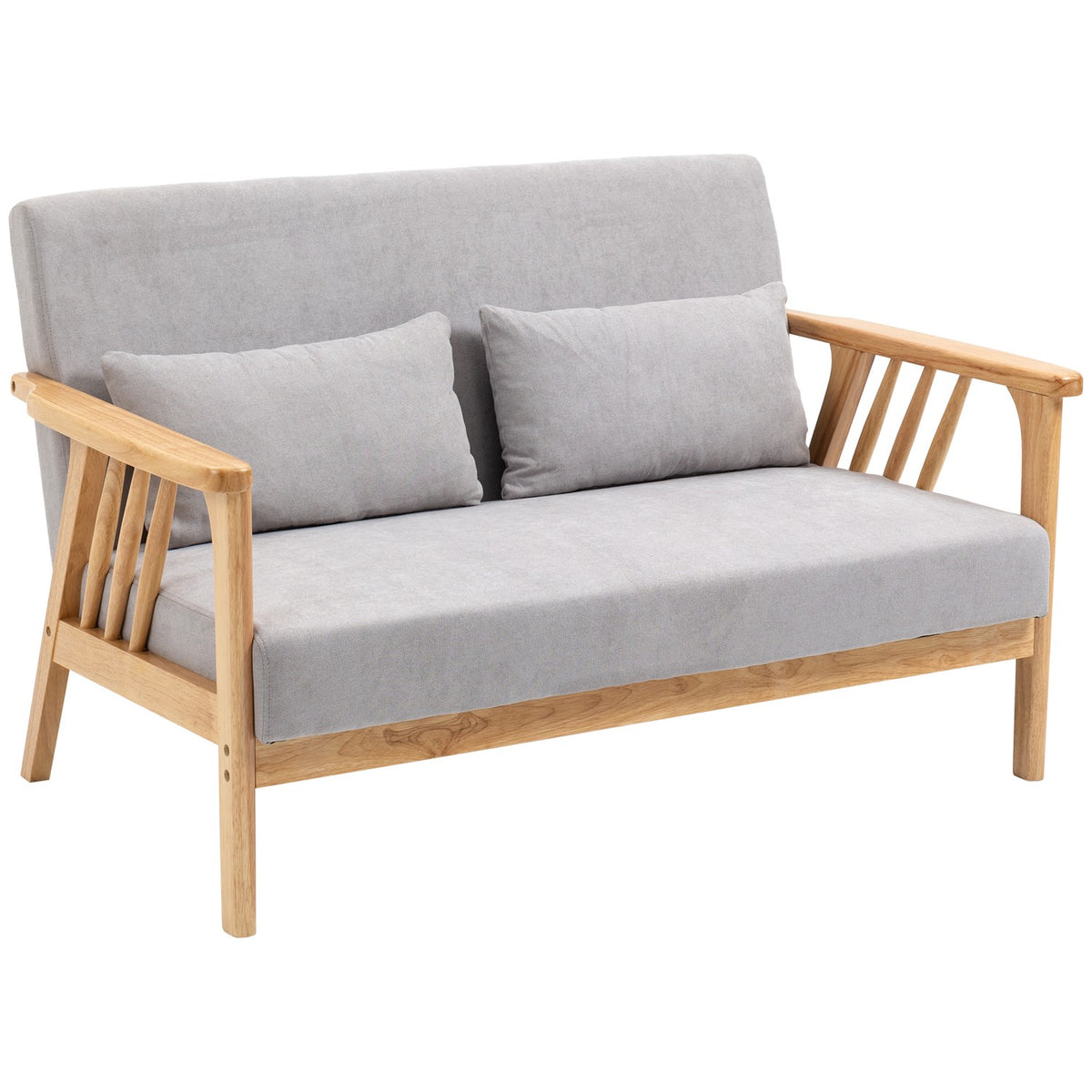 Two-Seater Sofa, Double Sofa With Armrests, Loveseat With Velvet Look, Cushion, Upholstered Sofa, Load Capacity Up To 200 Kg, Gray, 130 X 75 X 78 Cm