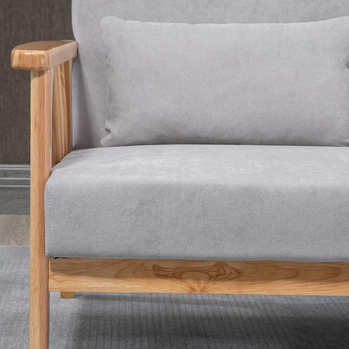 Two-Seater Sofa, Double Sofa With Armrests, Loveseat With Velvet Look, Cushion, Upholstered Sofa, Load Capacity Up To 200 Kg, Gray, 130 X 75 X 78 Cm