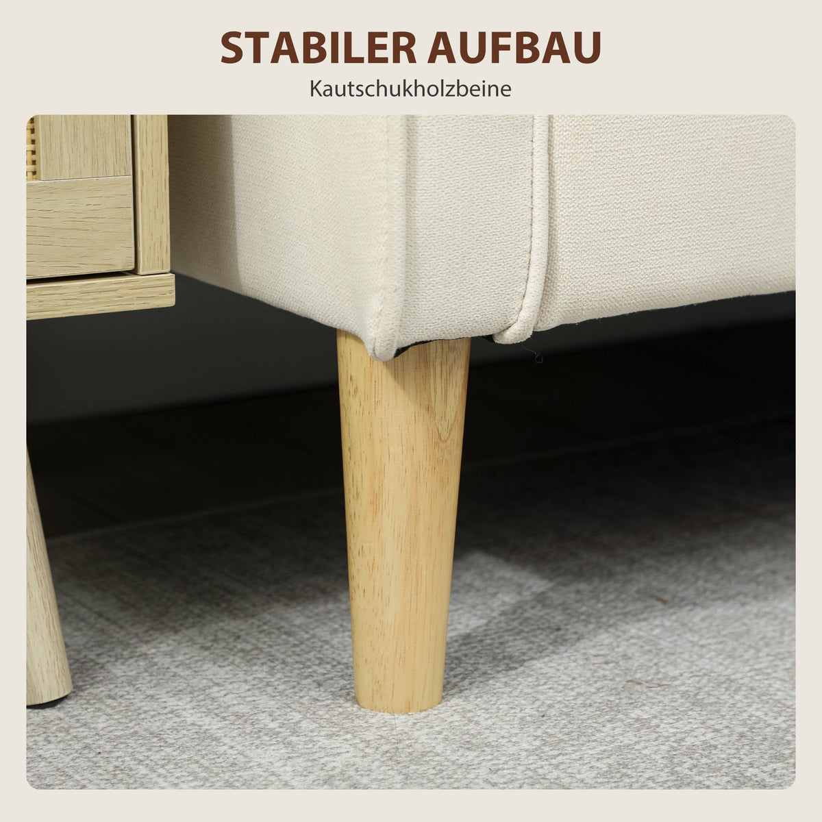 Two-Seater Sofa with Storage, Cream Velvet, 117cm