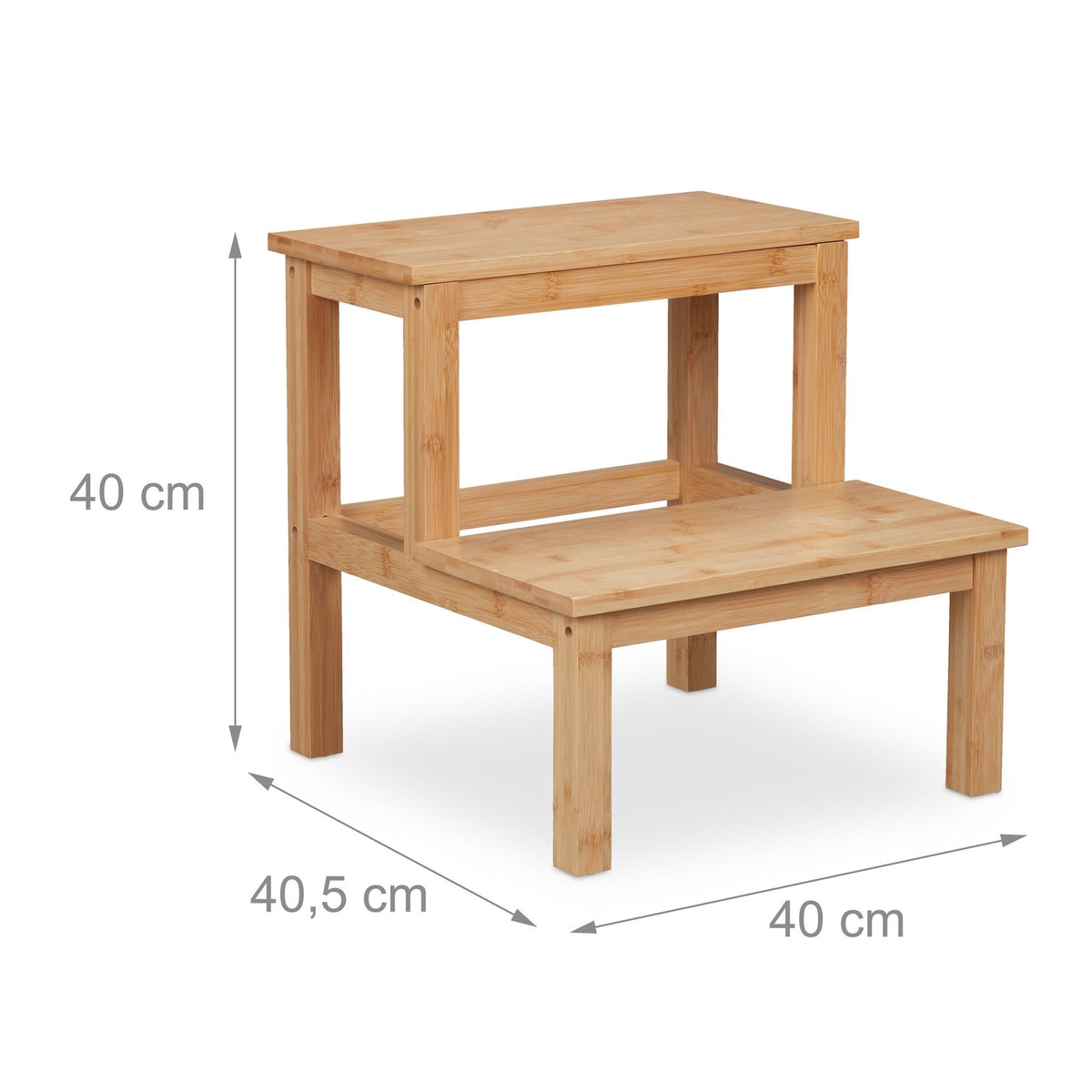 Two-part step stool made of bamboo