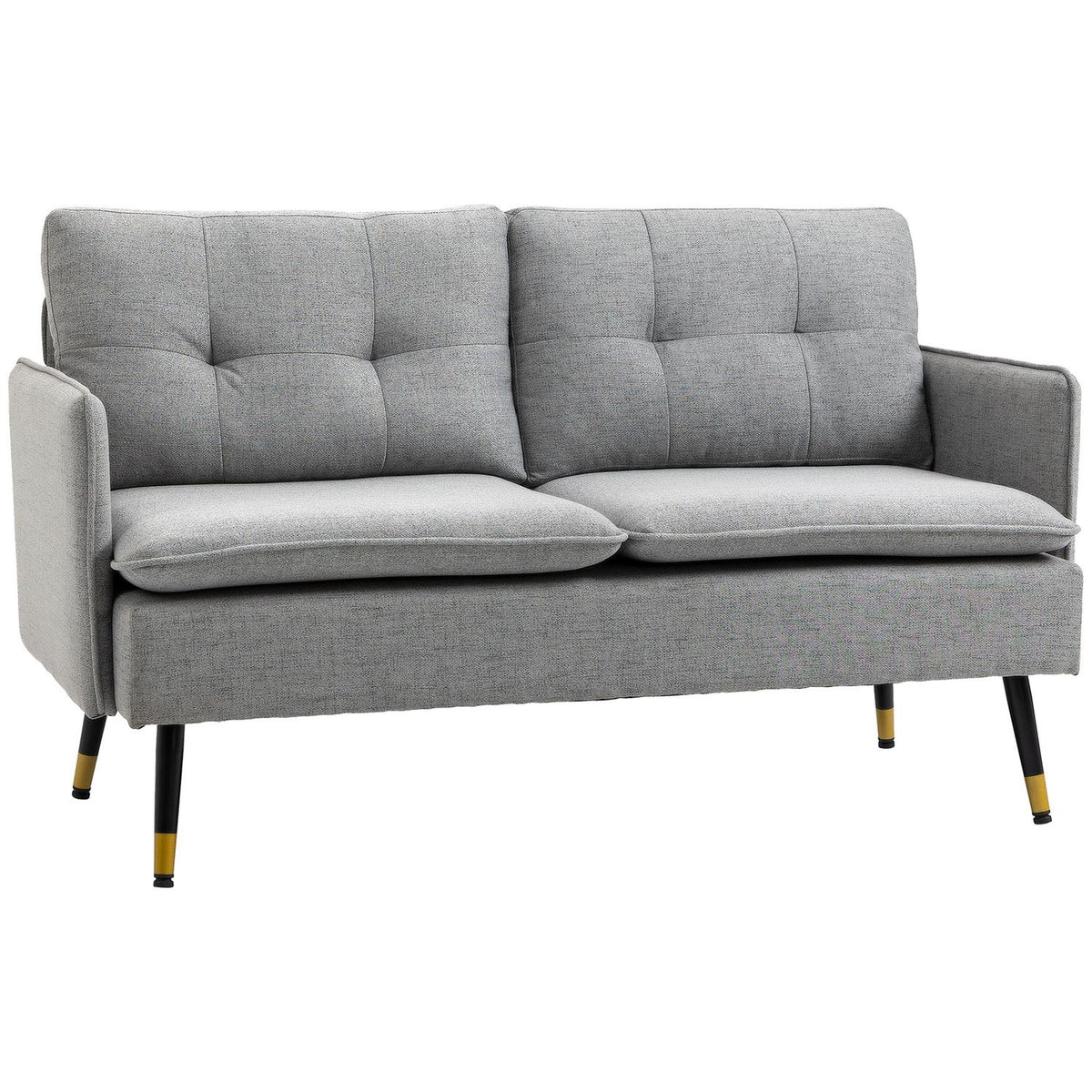 Two-seater 2-seater sofa with cushions, loveseat with linen look, double sofa for living room, bedroom, steel, gray, 139 x 68 x 76 cm