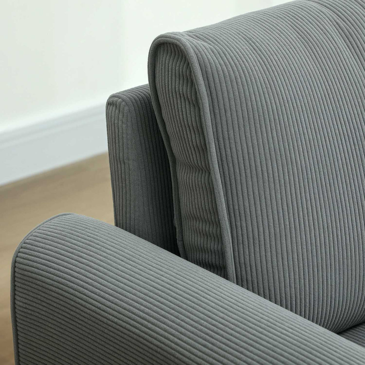 Two-seater sofa with 2 cushions, upholstered sofa with 54cm extra deep seats, double sofa made of corduroy, small sofa with wooden frame, 2-seater couch for living room, bedroom, office, 145 x 75 x 78 cm, dark gray
