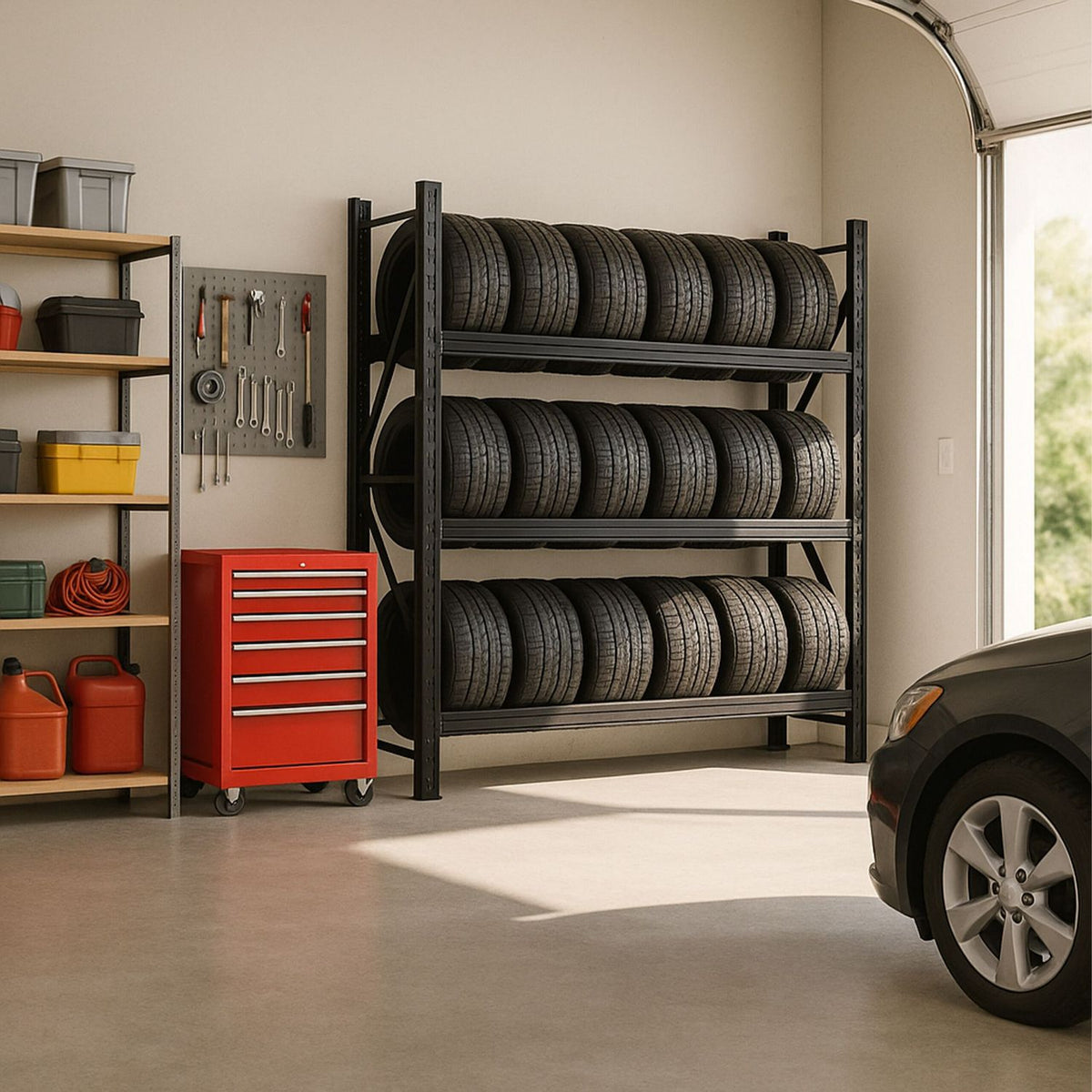 Tyre Rack for 21 Car Tyres – Adjustable Storage