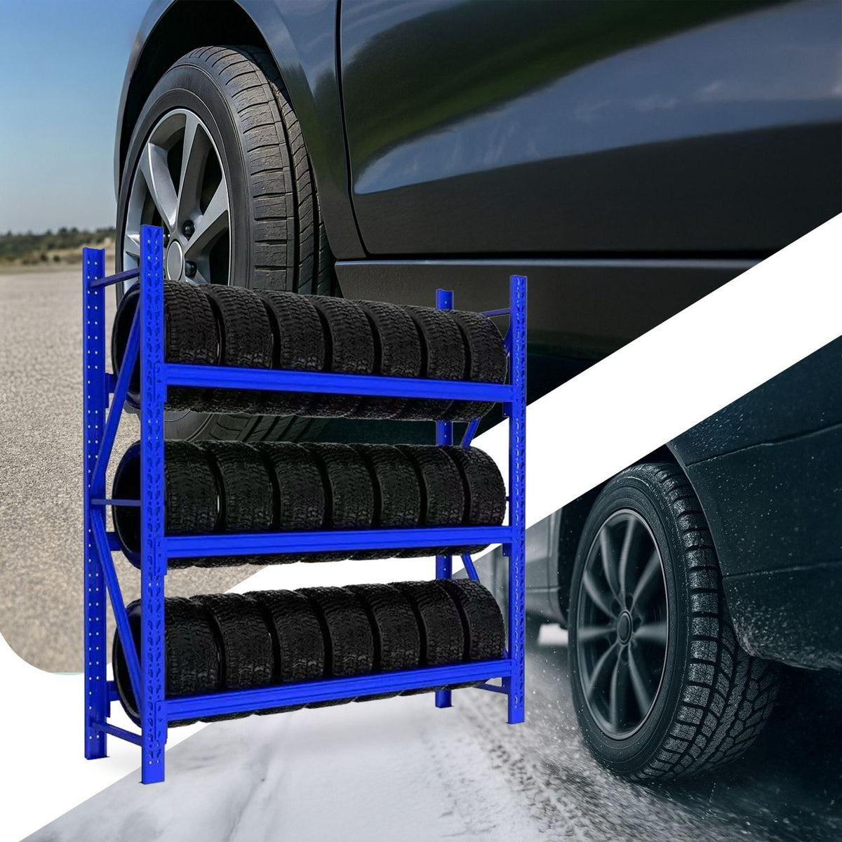 Tyre Rack for 21 Car Tyres – Adjustable Storage
