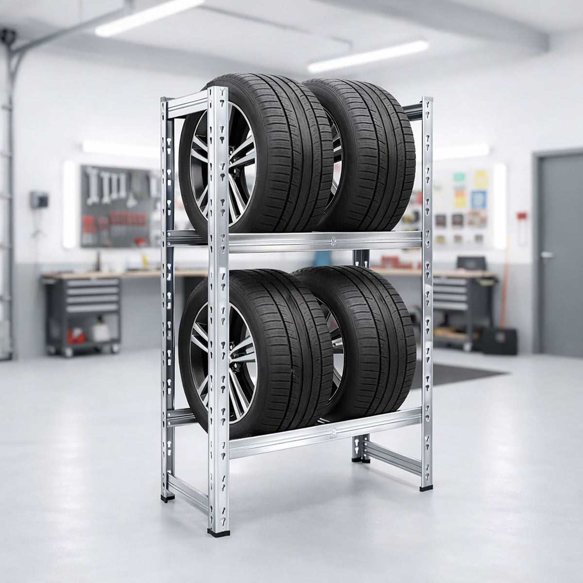 Tyre Rack for 4–6 Tyres, Adjustable Steel Frame