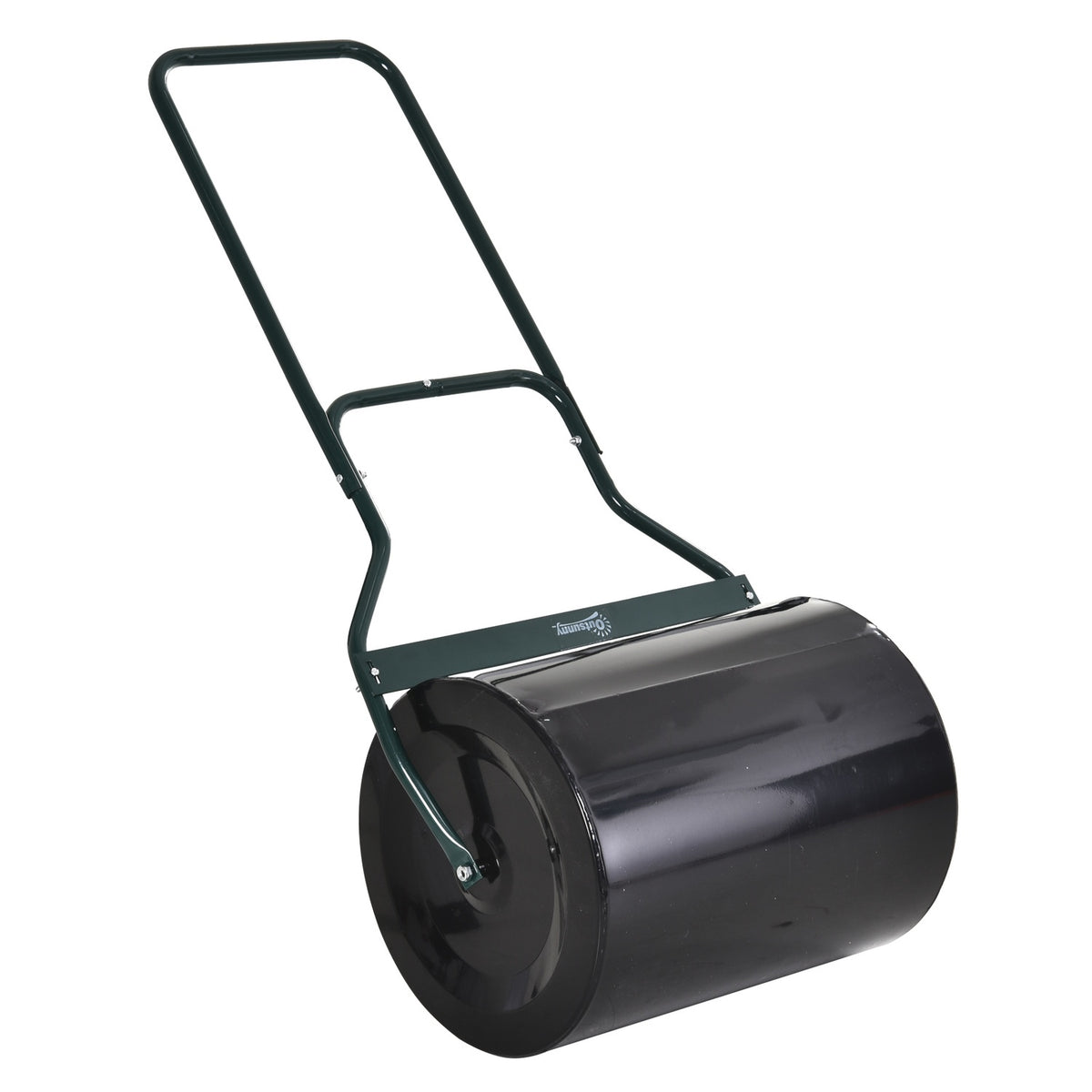 U-Handle Lawn Roller Garden Roller 40Cm Diameter 60L Water/Sand Fill Metal Black 57 X 40 X 123Cm