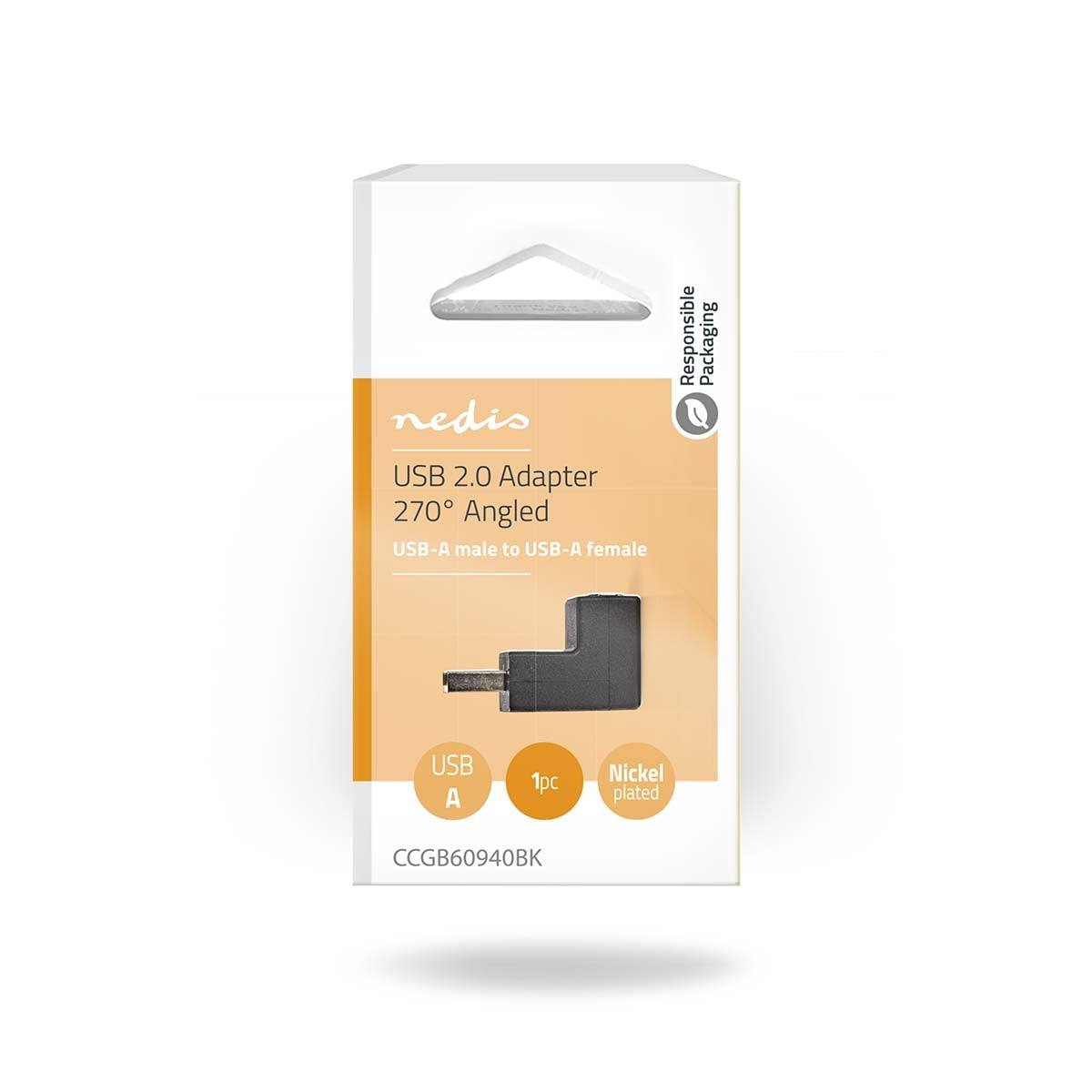 USB-A Adapter | USB 2.0 | USB-A Male | USB-A Female | 480 Mbps | Round | Nickel Plated | PVC | Black | Box