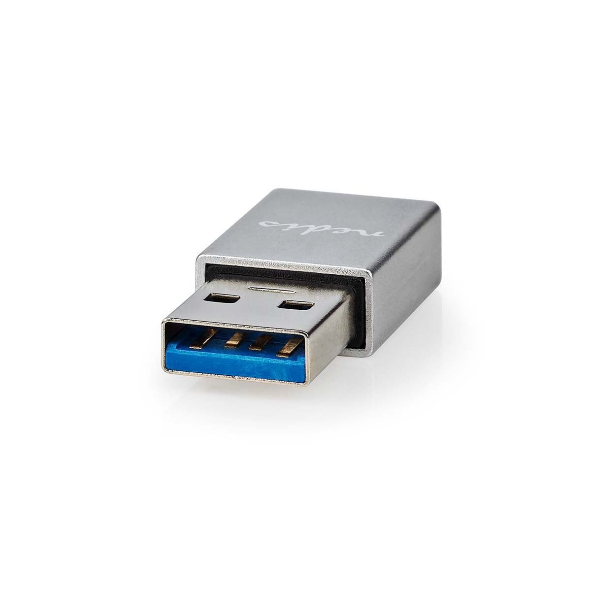 USB-A Adapter | USB 3.2 Gen 1 | USB-A Male | USB-C™ Female | 5 Gbps | Round | Nickel Plated | Silver | Lid