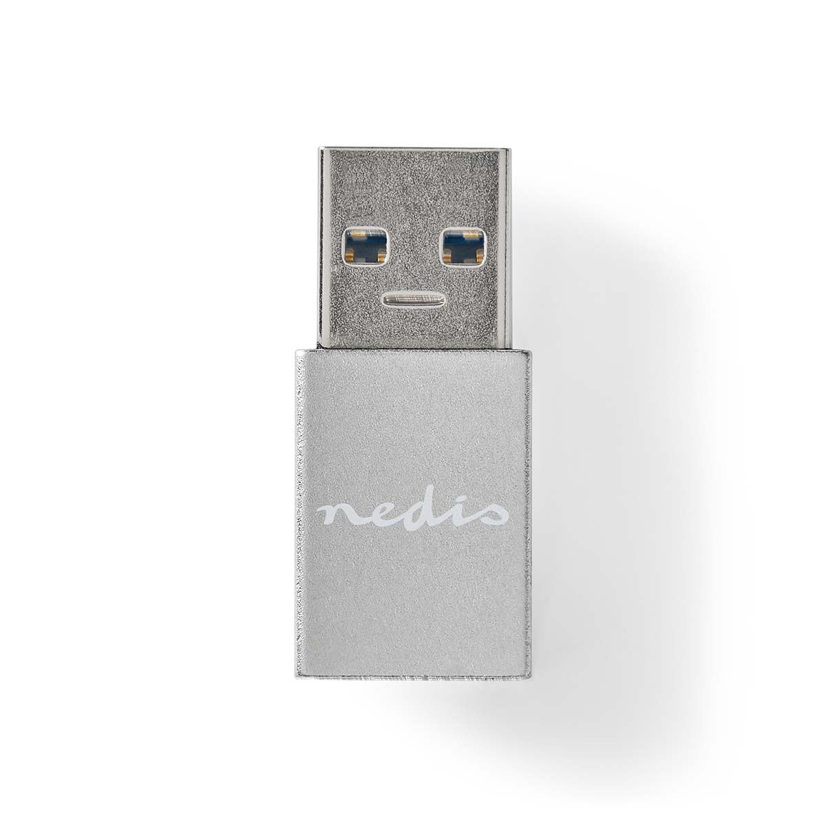 USB-A Adapter | USB 3.2 Gen 1 | USB-A Male | USB-C™ Female | 5 Gbps | Round | Nickel Plated | Silver | Lid