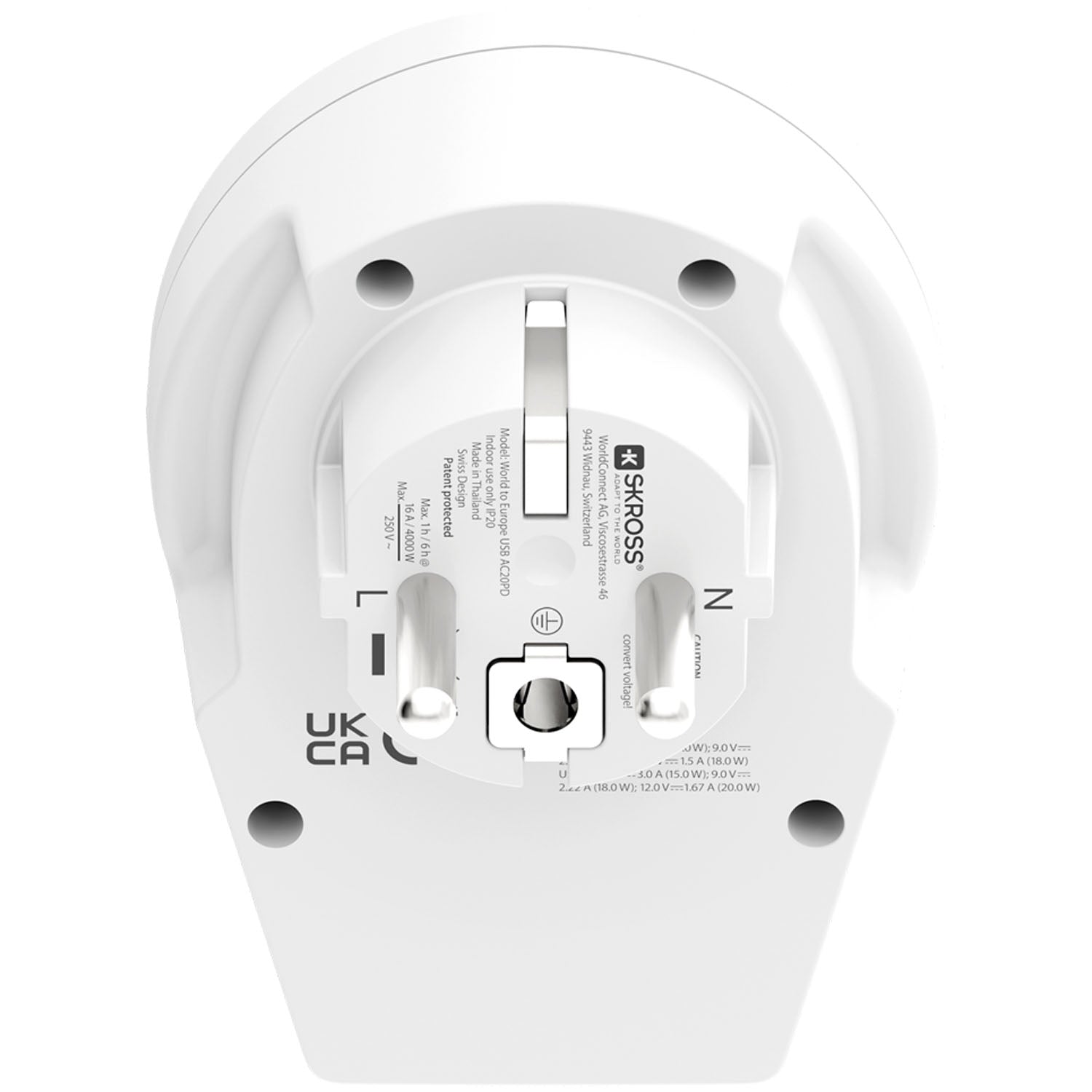 USB-A/USB-C 20W Grounded Adapter for Europe