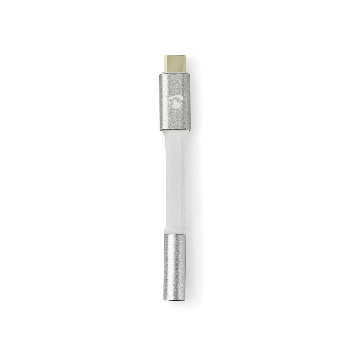 USB-C™ Adapter | USB 2.0 | USB-C™ Male | 3.5 mm Female | 0.08 m | Round | Gold Plated | Braided / Nylon | Silver / White | Carton with covered window