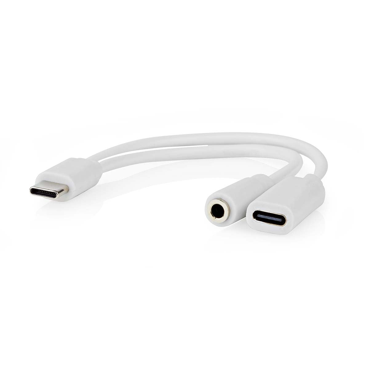 USB-C™ Adapter | USB 2.0 | USB-C™ Male | USB-C™ Female / 3.5 mm Female | 0.10 m | Round | Nickel Plated | PVC | White | Box