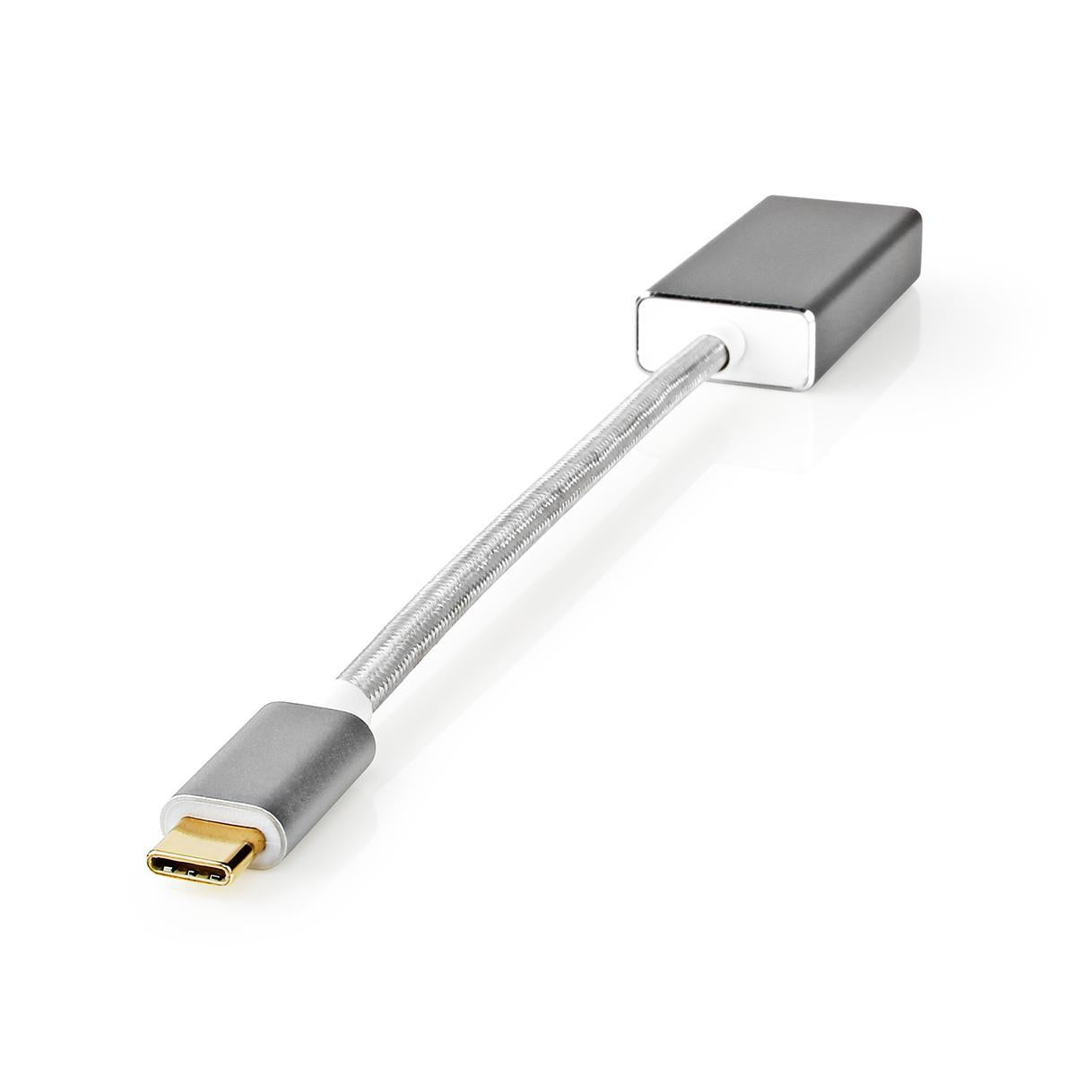 USB-C™ Adapter | USB 3.2 Gen 1 | USB-C™ Male | DisplayPort Female | 0.20 m | Round | Gold Plated | Braided / Nylon | Silver | Carton with covered window