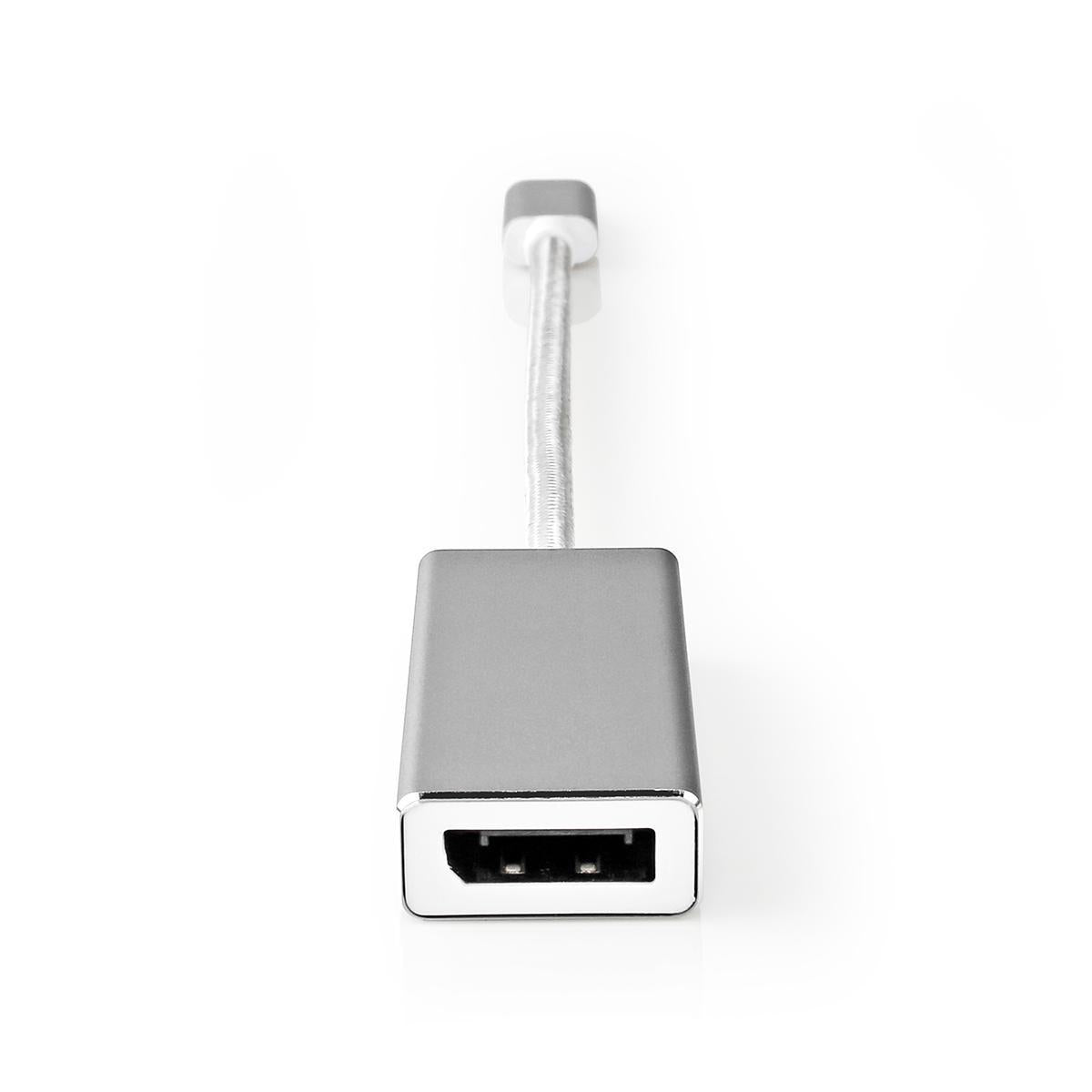 USB-C™ Adapter | USB 3.2 Gen 1 | USB-C™ Male | DisplayPort Female | 0.20 m | Round | Gold Plated | Braided / Nylon | Silver | Carton with covered window