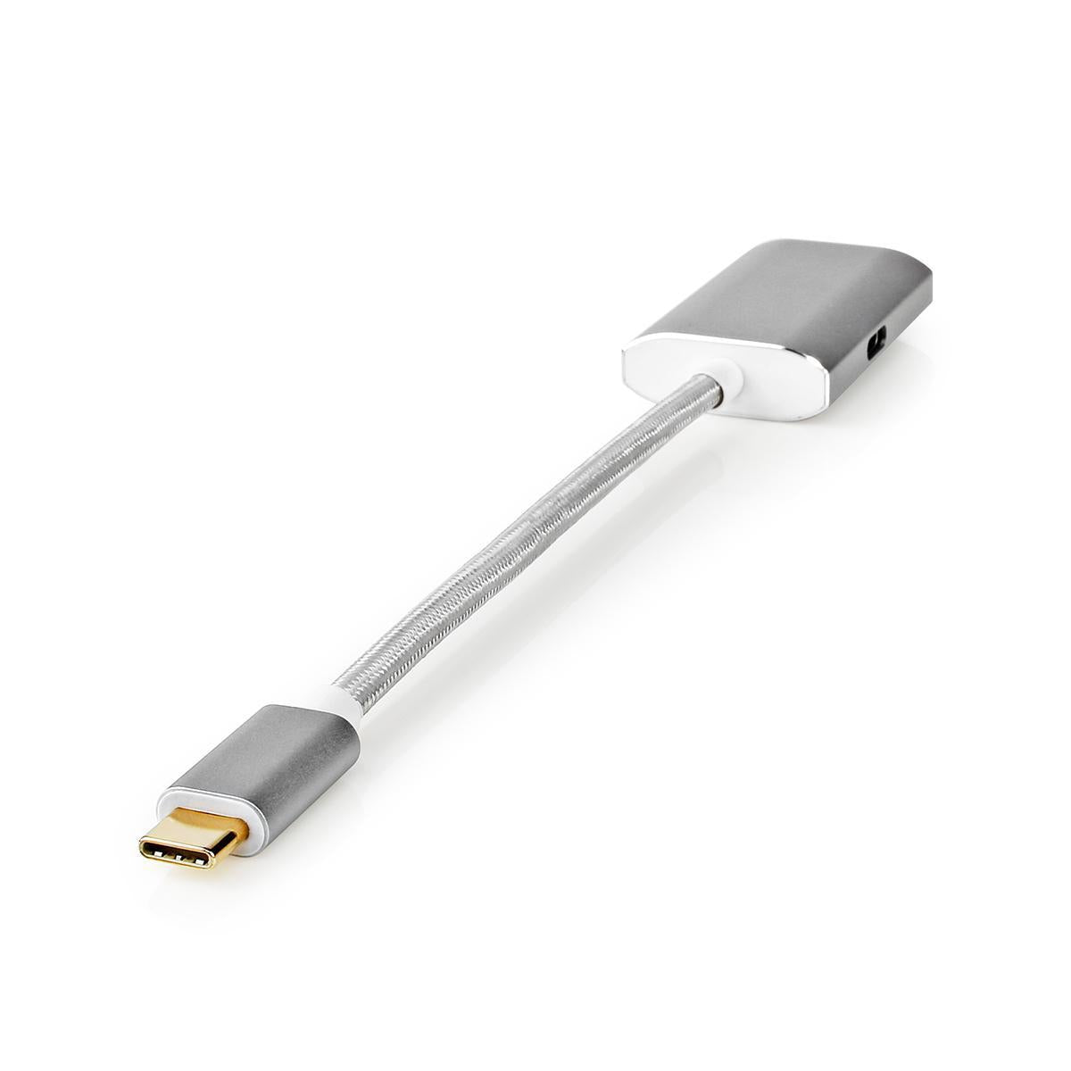 USB-C™ Adapter | USB 3.2 Gen 1 | USB-C™ Male | DisplayPort Female / USB-C™ Female | 4K@60Hz | Power delivery | 0.20 m | Round | Gold Plated | Braided / Nylon | Silver | Carton with covered window