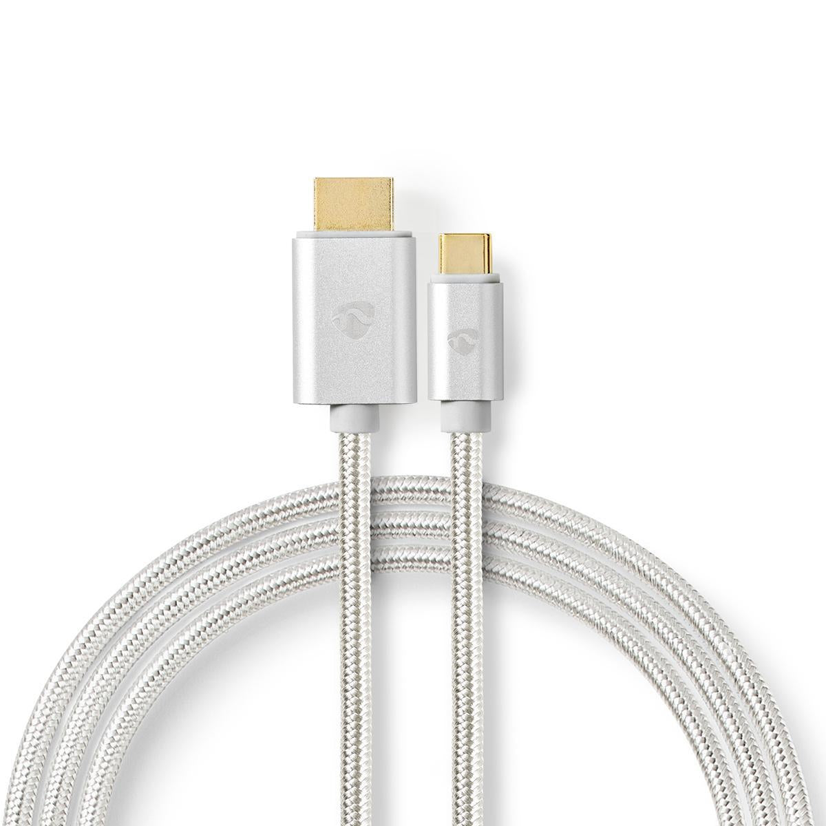 USB-C™ Adapter | USB 3.2 Gen 1 | USB-C™ Male | HDMI™ Connector | 4K@60Hz | 18 Gbps | 2.00 m | Round | Gold Plated | Braided / Nylon | Aluminum | Carton with covered window