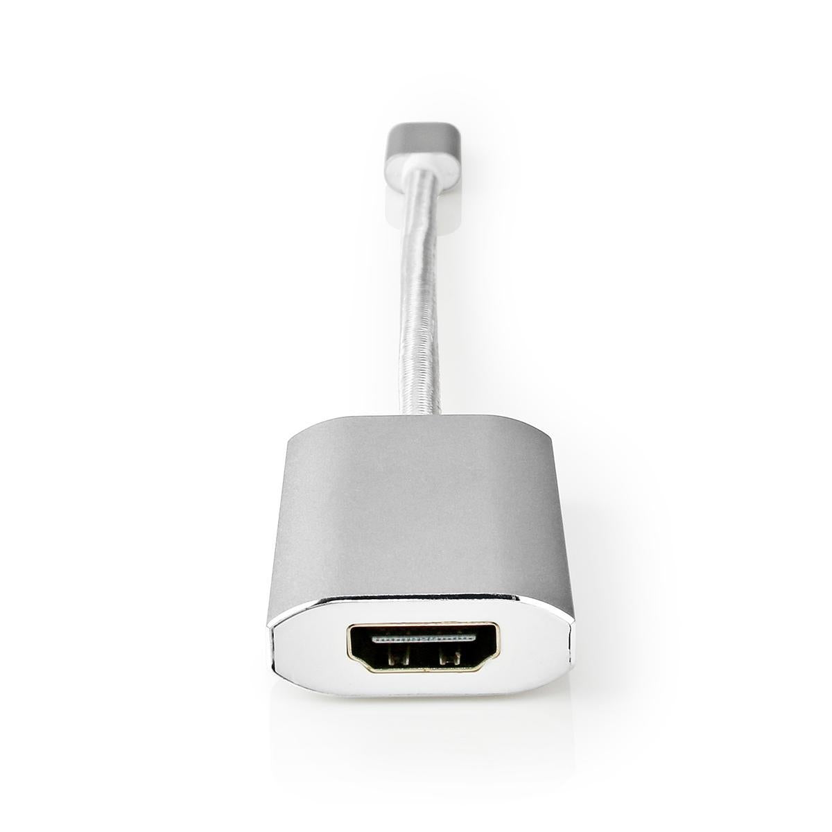 USB-C™ Adapter | USB 3.2 Gen 1 | USB-C™ Male | HDMI™ Female | 4K@60Hz | Power delivery | 0.20 m | Round | Gold Plated | Braided / Nylon | Silver | Carton with covered window