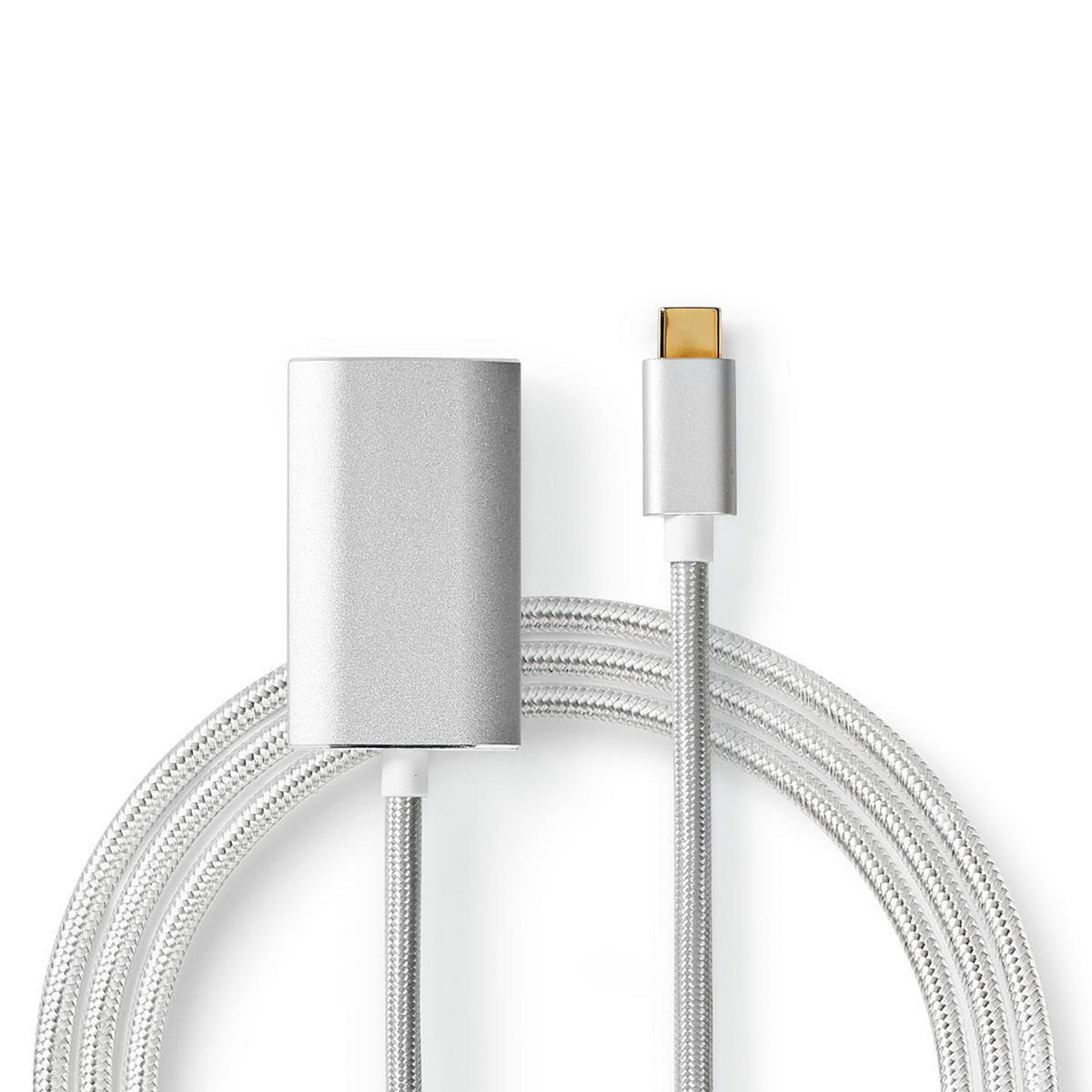 USB-C™ Adapter | USB 3.2 Gen 1 | USB-C™ Male | HDMI™ Female | 4K@60Hz | Power delivery | 2.00 m | Round | Gold Plated | Braided / Nylon | Silver | Carton with covered window