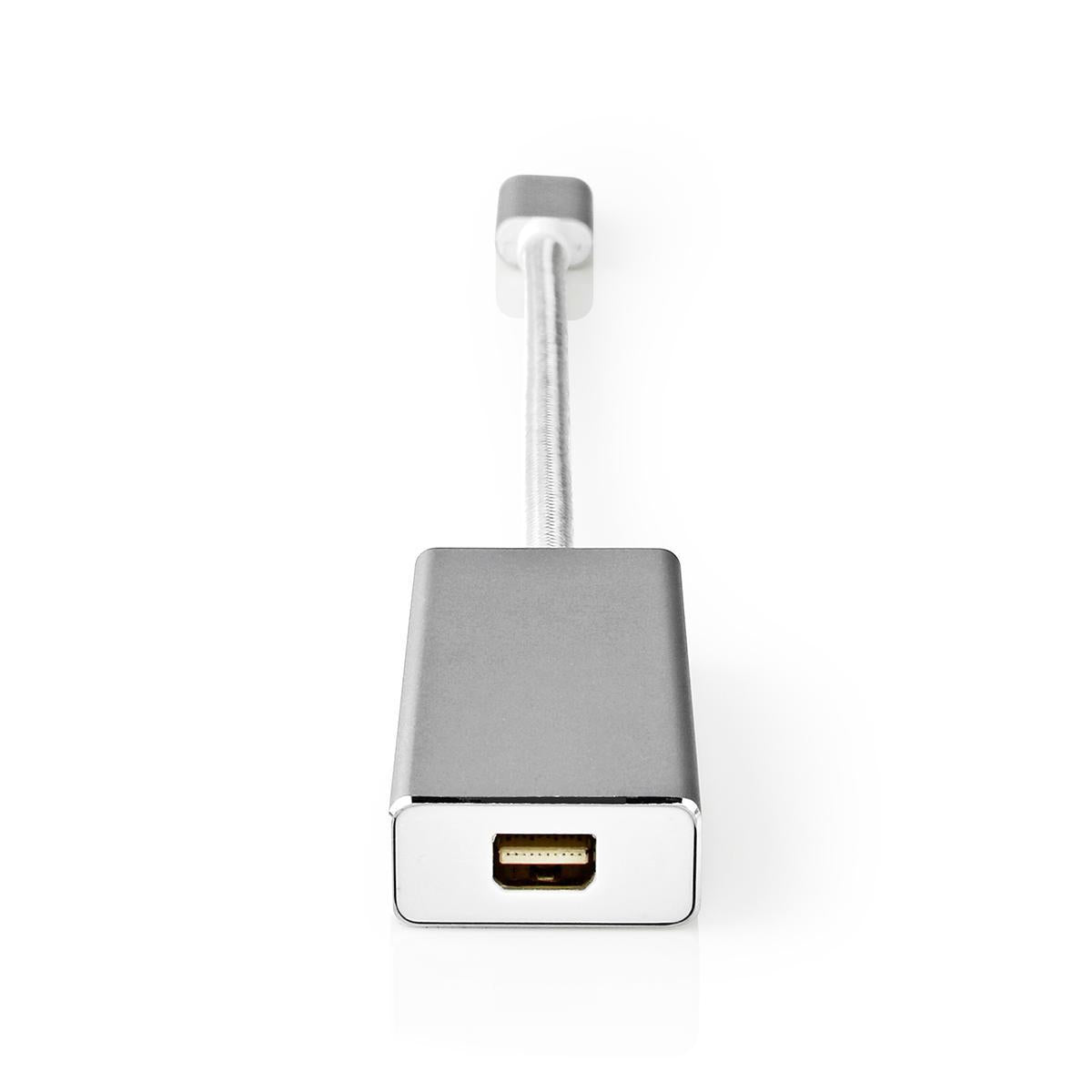 USB-C™ Adapter | USB 3.2 Gen 1 | USB-C™ Male | Mini DisplayPort Female | 0.20 m | Round | Gold Plated | Braided / Nylon | Silver | Carton with covered window