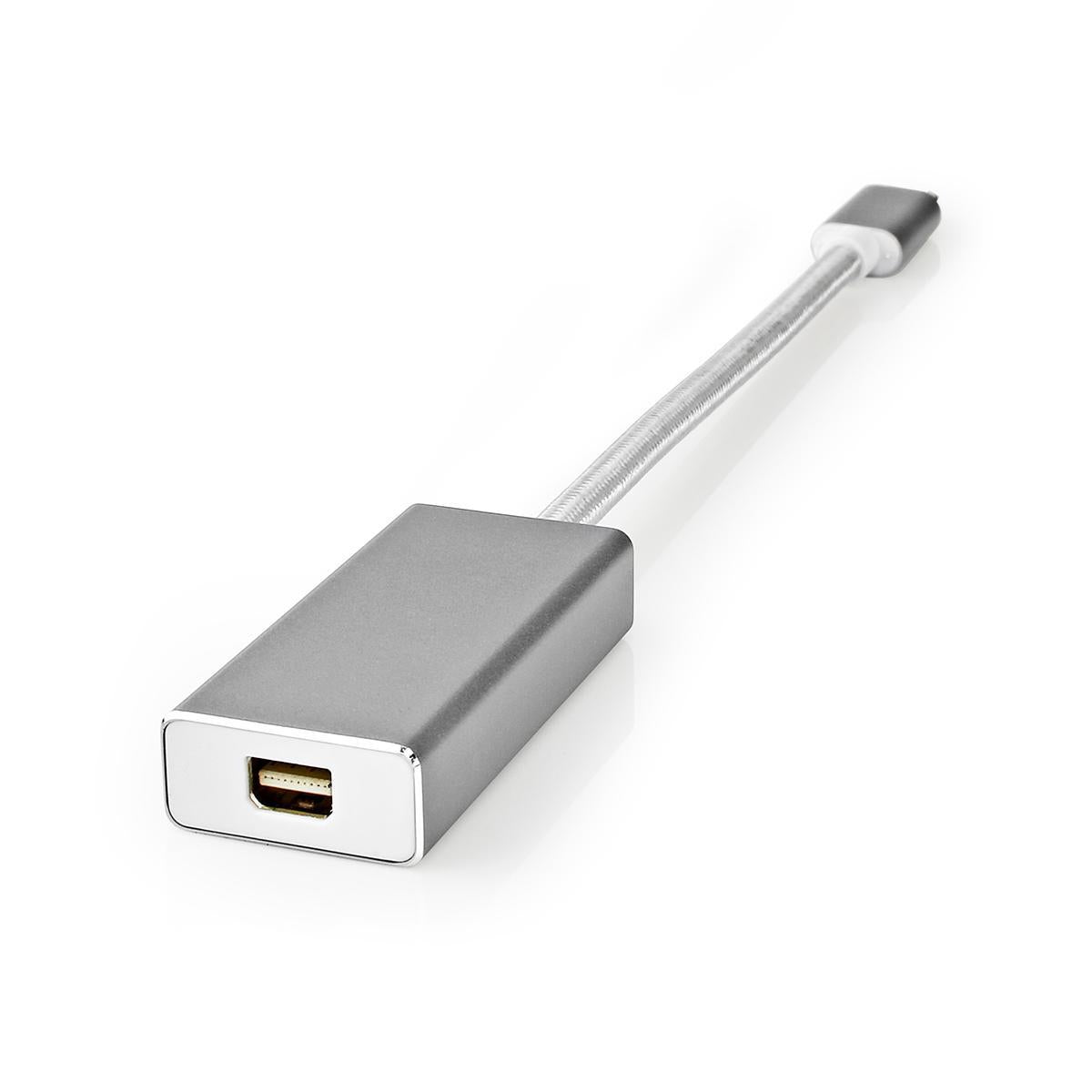 USB-C™ Adapter | USB 3.2 Gen 1 | USB-C™ Male | Mini DisplayPort Female | 0.20 m | Round | Gold Plated | Braided / Nylon | Silver | Carton with covered window